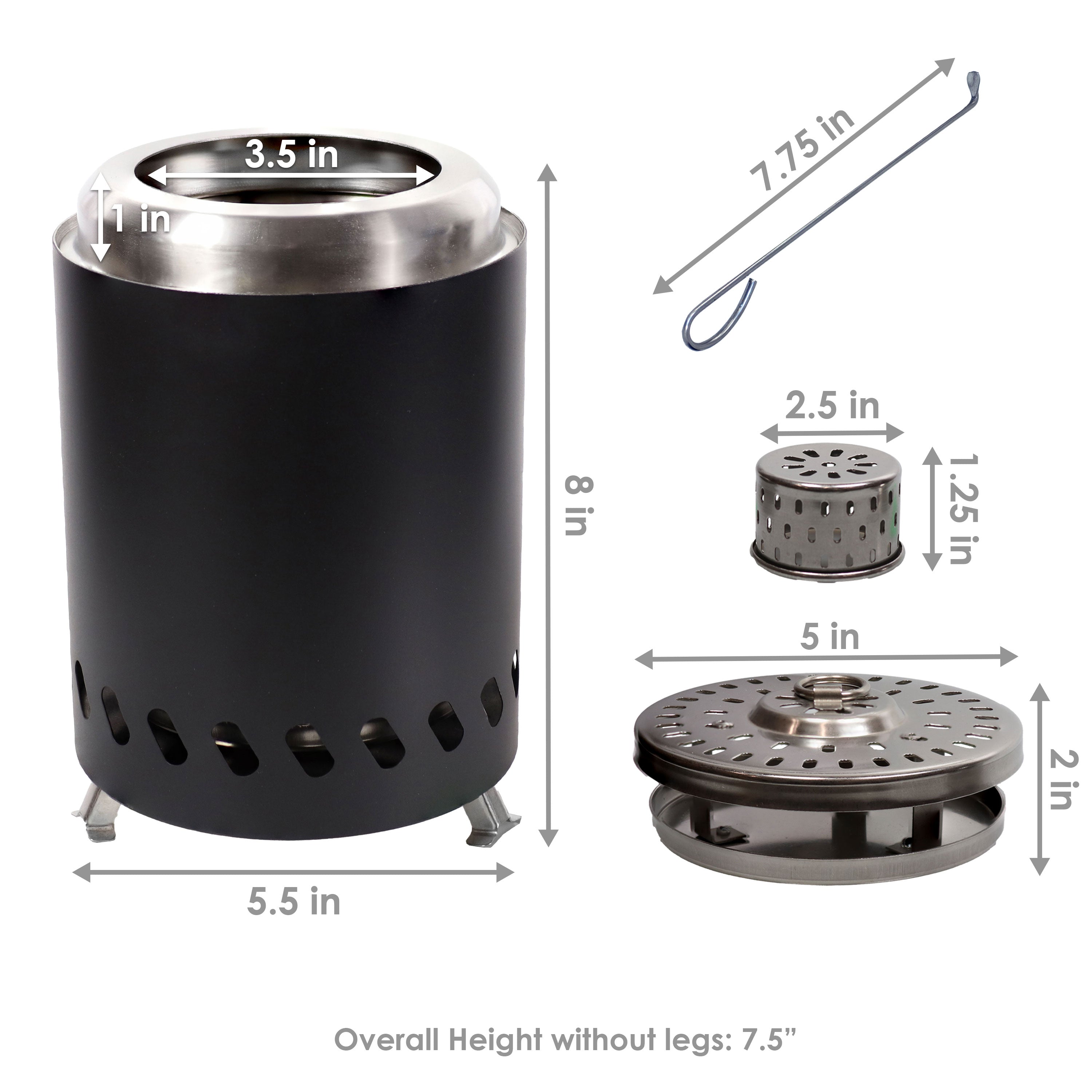 Sunnydaze Portable Tabletop Smokeless Fire Pit with Carry Bag & Poker - Perfect for Camping, Backyard, Patio & Outdoor Gatherings