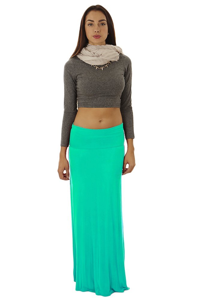 Women's Stretchy Rayon Spandex Maxi Skirt - Comfortable & Flowy Long Skirt for Casual Wear, Beach, Vacation & Summer Outfits