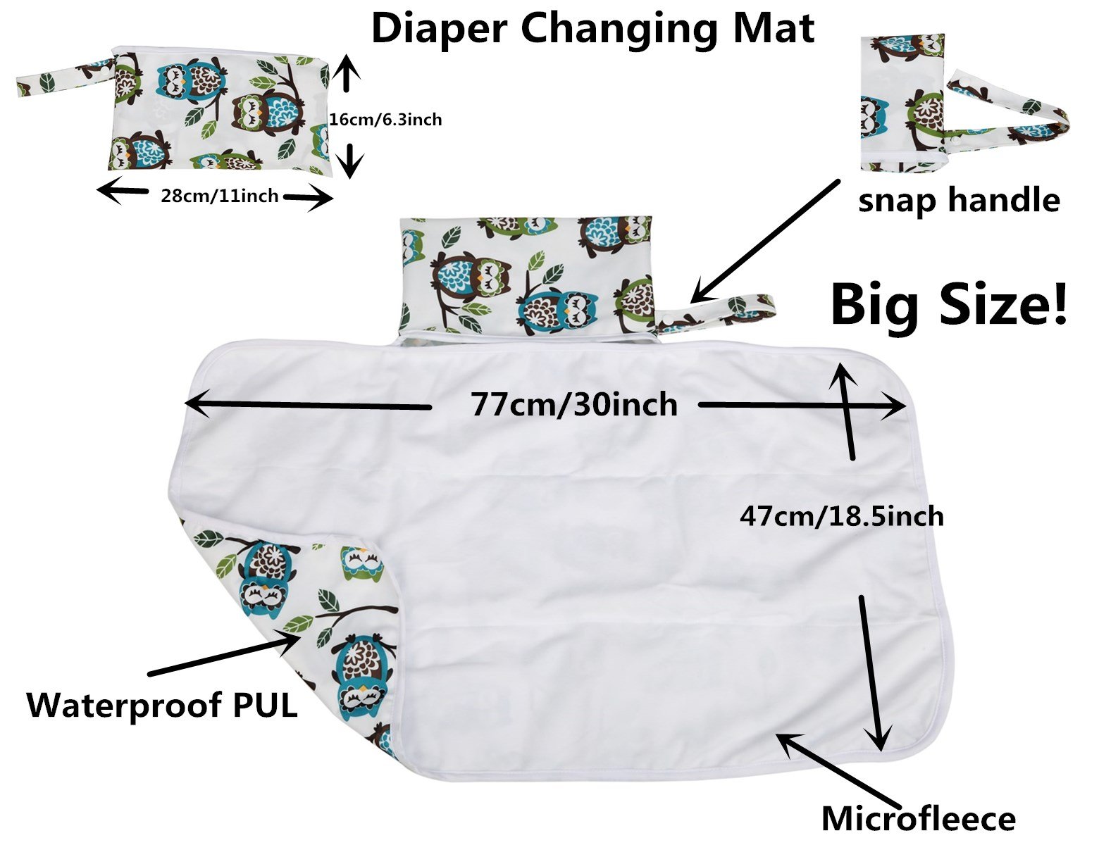 Portable Waterproof Baby Diaper Changing Mat - Foldable Travel Pad with Horse Flower Design for Nursery, On-the-Go & Home Use