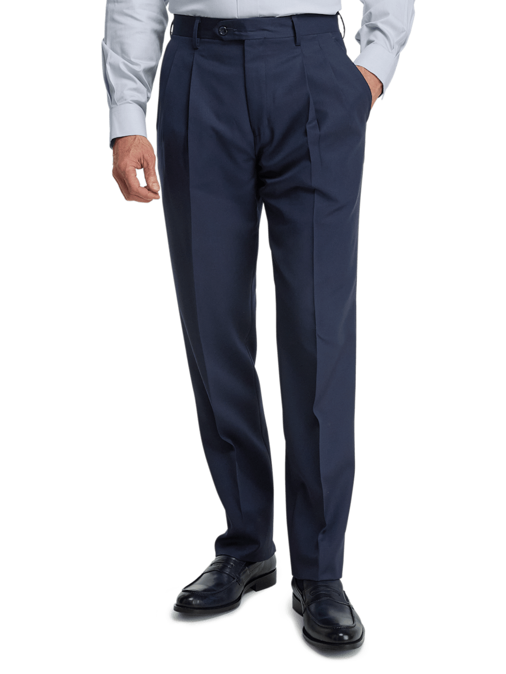 Premium Wool Gabardine Dress Pants for Men - Classic Bright Navy Blue - Perfect for Office Wear, Business Meetings & Formal Occasions