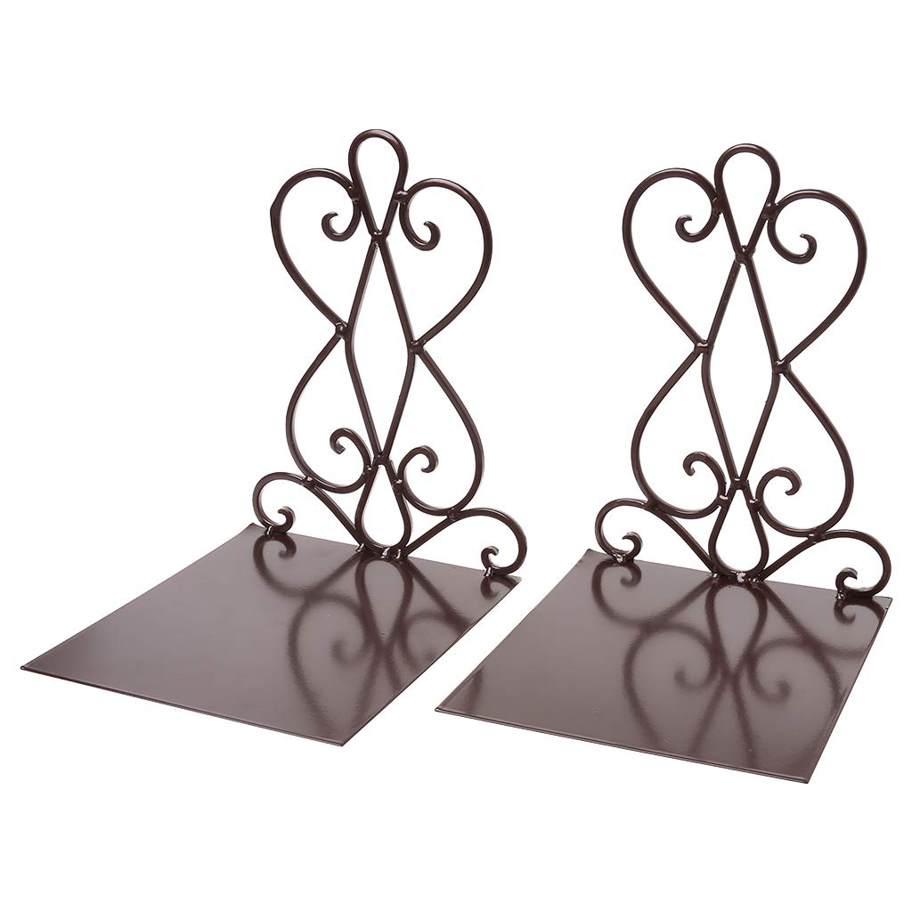 BAXIXINGYUNMU Metal Bookends Set of 2 - Heavy Duty Book Stand Holders for Desk, Office & Home Organization - Perfect for Books, Albums, Cookbooks & Office Supplies (Black)