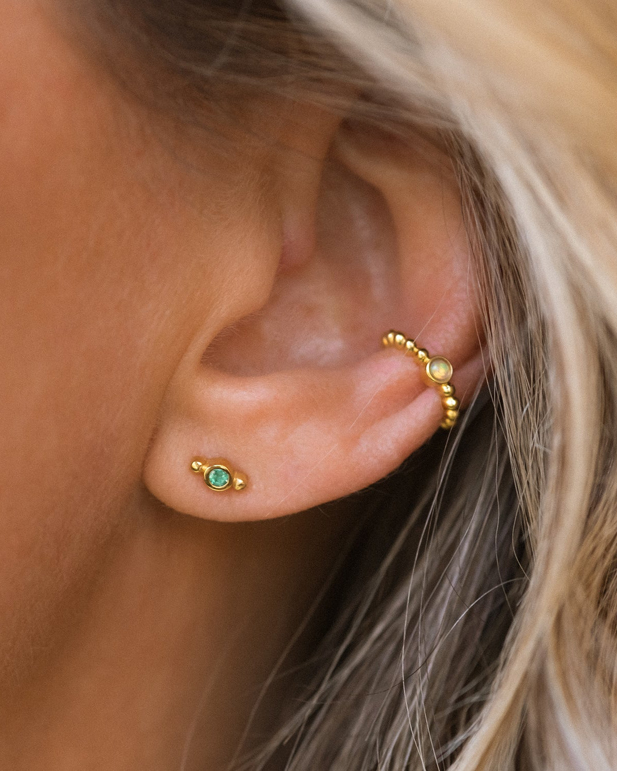 Isla Emerald Stud Earrings - 14K Gold Plated Green Gemstone Jewelry for Women - Perfect for Weddings, Parties & Everyday Wear