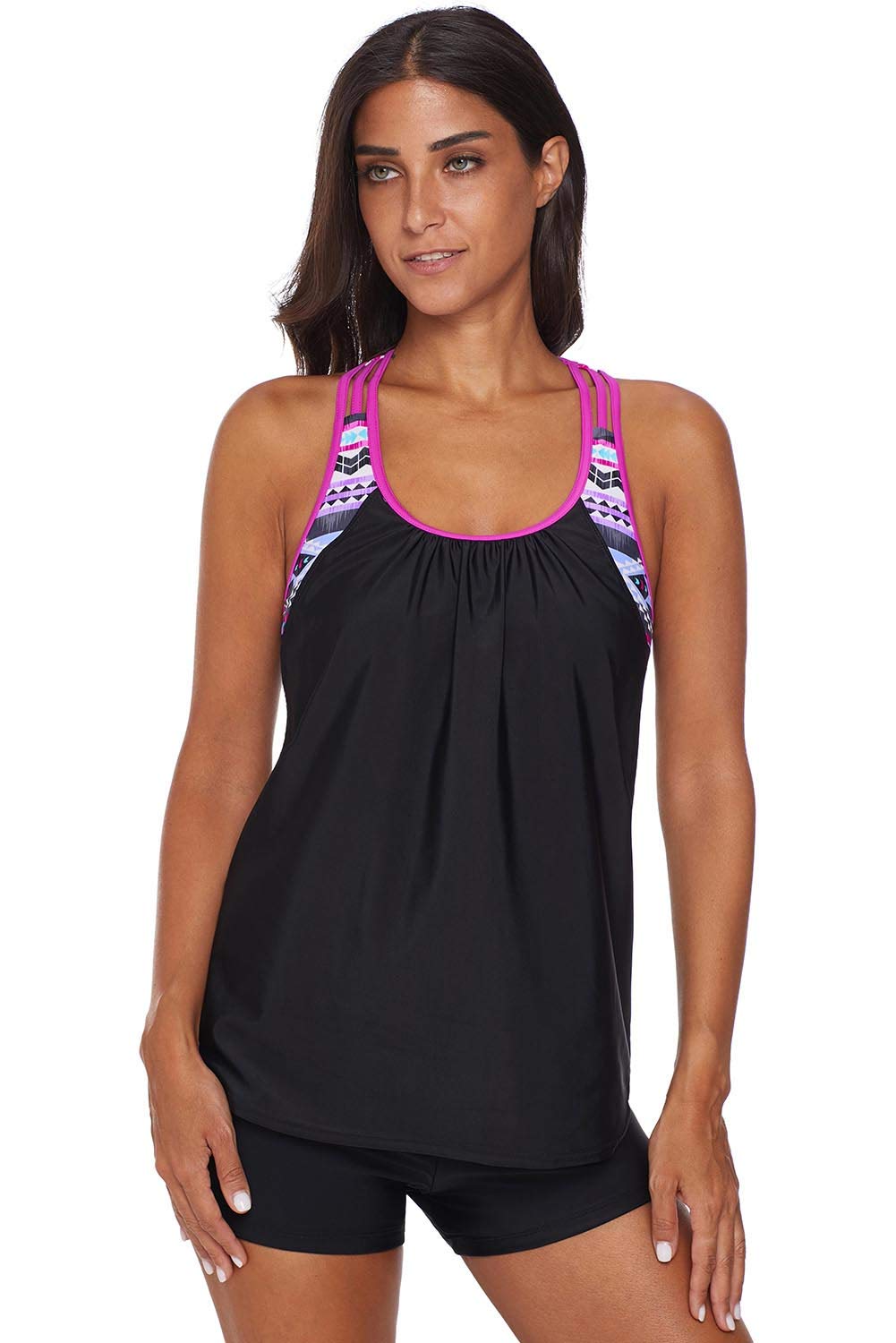 FAZLIY Women's Athletic Tankini Swimsuits - Tummy Control Two Piece Bathing Suit with Boyshorts | High Waist Swimwear for Women | Perfect for Swimming, Beach Vacation & Water Sports