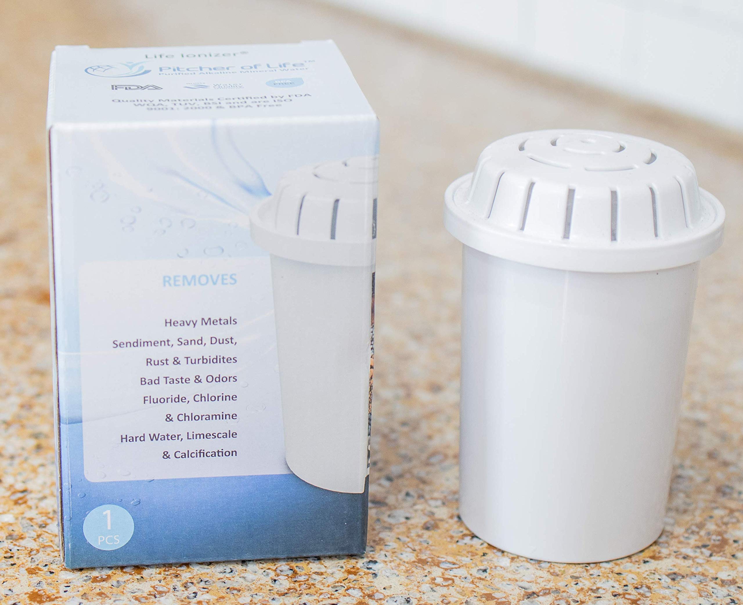 F004 Replacement Water Filter Cartridge for Life Ionizer Glass Pitcher | Alkaline Water Filter Pack of 1 | Perfect for Home, Office & Travel Hydration