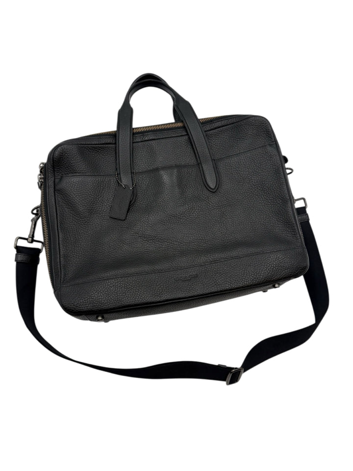 Coach Hampton Leather Day Briefcase for Men & Women | Premium Genuine Leather Work Bag | Professional Office Briefcase, Business Travel & Commuting
