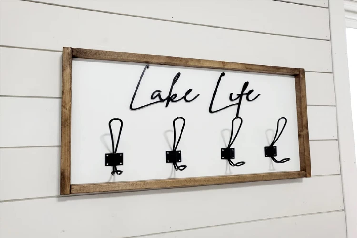 3D Lake Life Towel Hooks - Rustic Cabin Bathroom Decor with Welcome To The Lake Sign - Lake House Coat Hooks for Beach & Lakeside Homes - Perfect for Bathroom, Kitchen or Entryway Organization