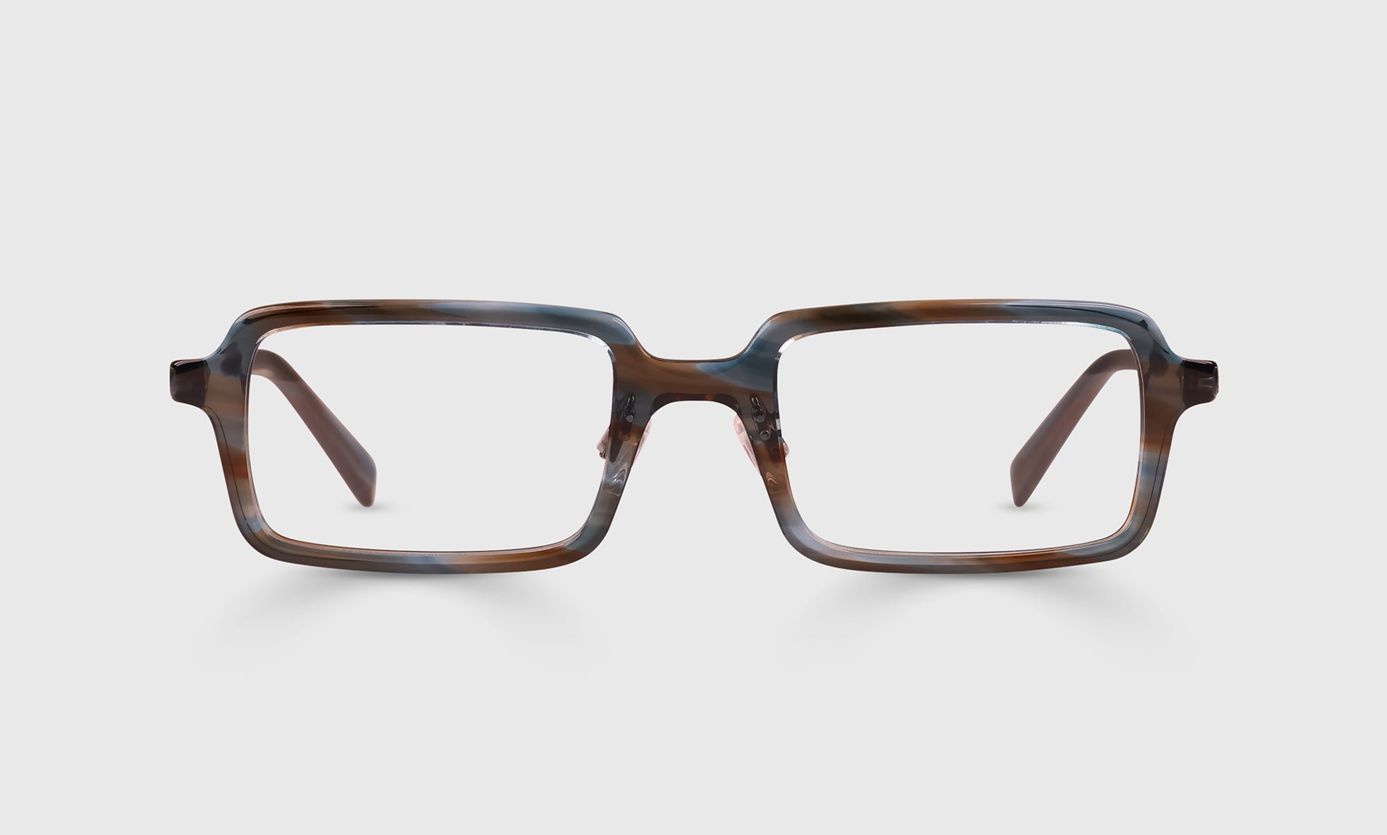 11 - Blue and Brown Watercolor and Gunmetal Temples