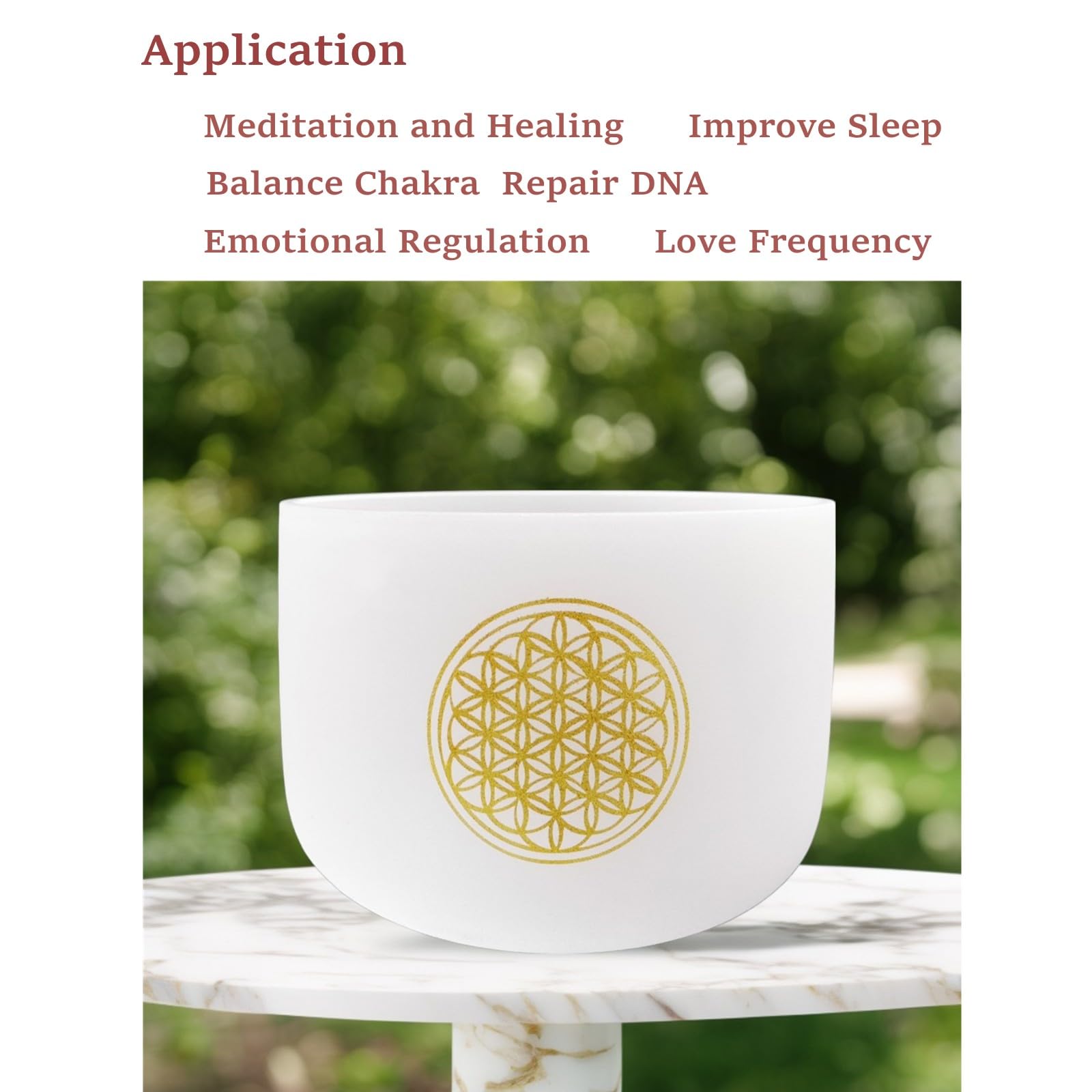 528Hz 8 Inch C Note Flower of Life Crystal Singing Bowl - Sound Healing & Meditation Bowl for Relaxation, Yoga, Reiki, and Chakra Balancing - Includes Carry Bag