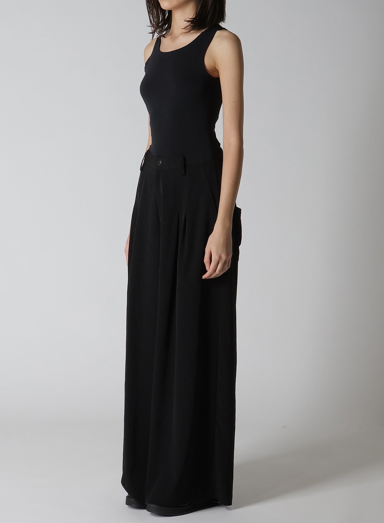 Elegant Crepe de Chine Double Tucked Wide Leg Pants for Women - Comfortable & Stylish Office Wear & Casual Outfits
