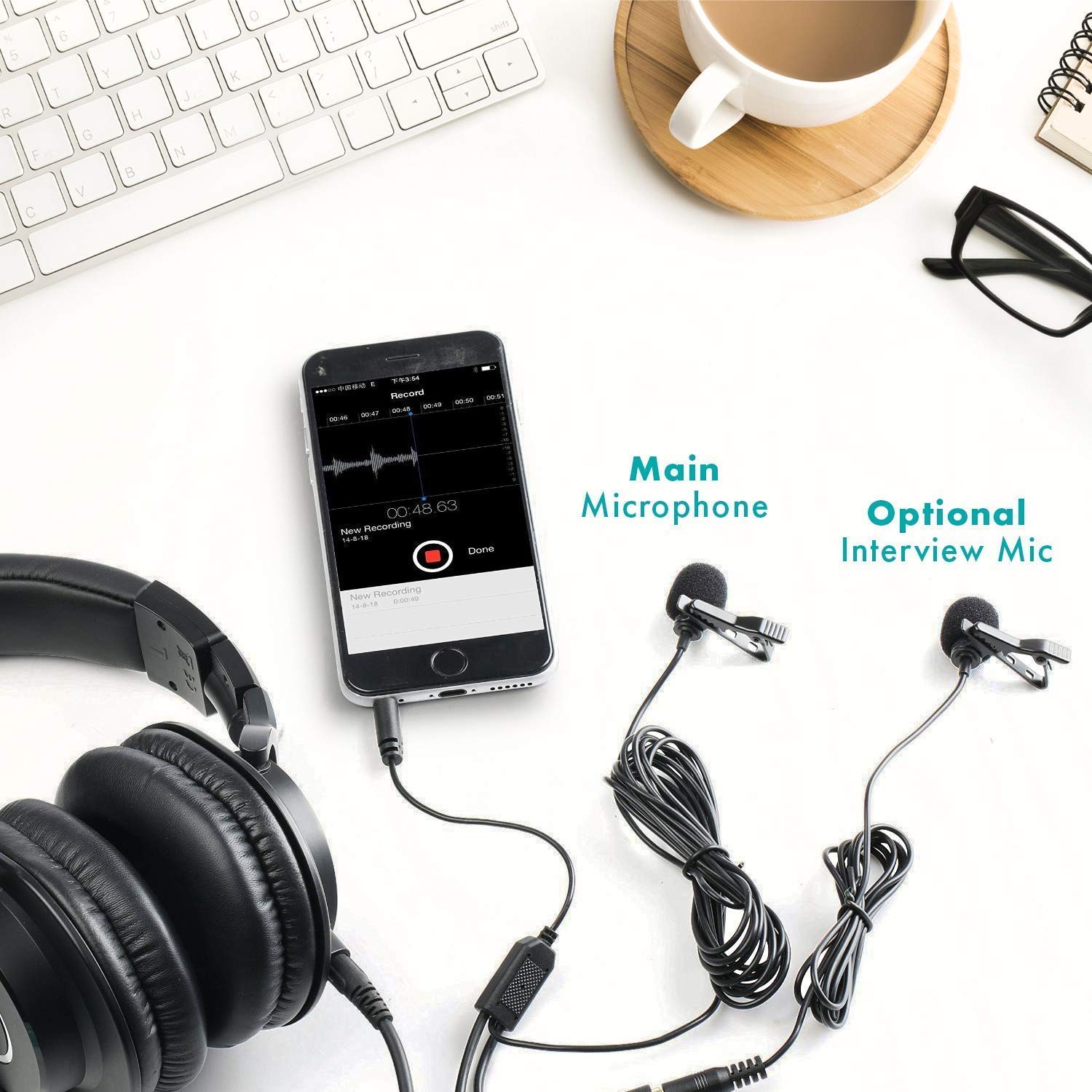Professional Lavalier Mic for iPhone, Android - Podcast & Interview Gear
