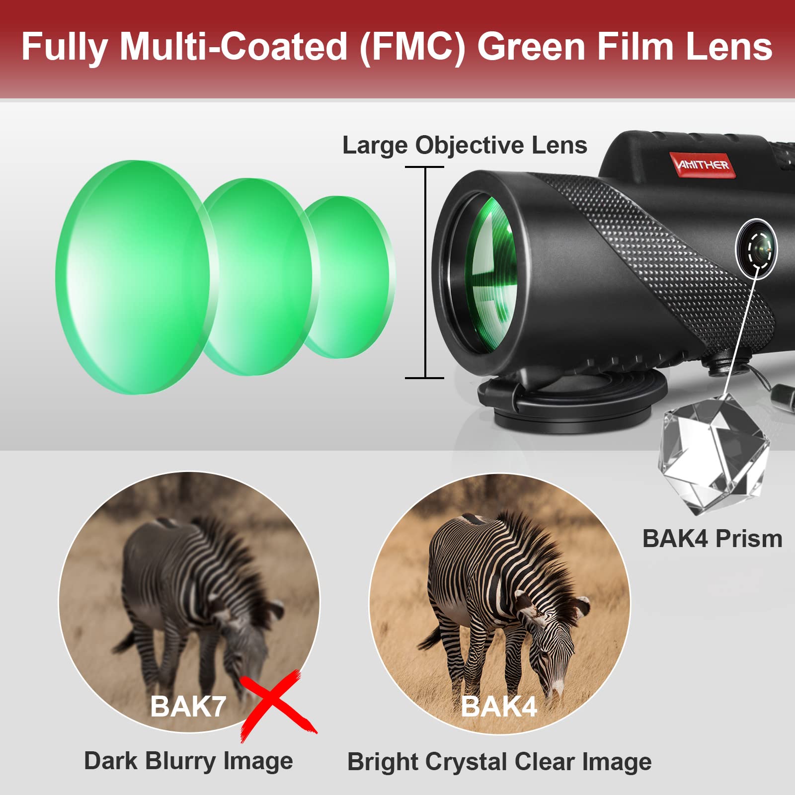 80x100 HD Monocular Telescope for Smartphones - High Power Zoom with Tripod & Phone Adapter - Low Light Vision for Adults - Perfect for Wildlife Watching, Birding, Hunting, Hiking & Outdoor Adventures