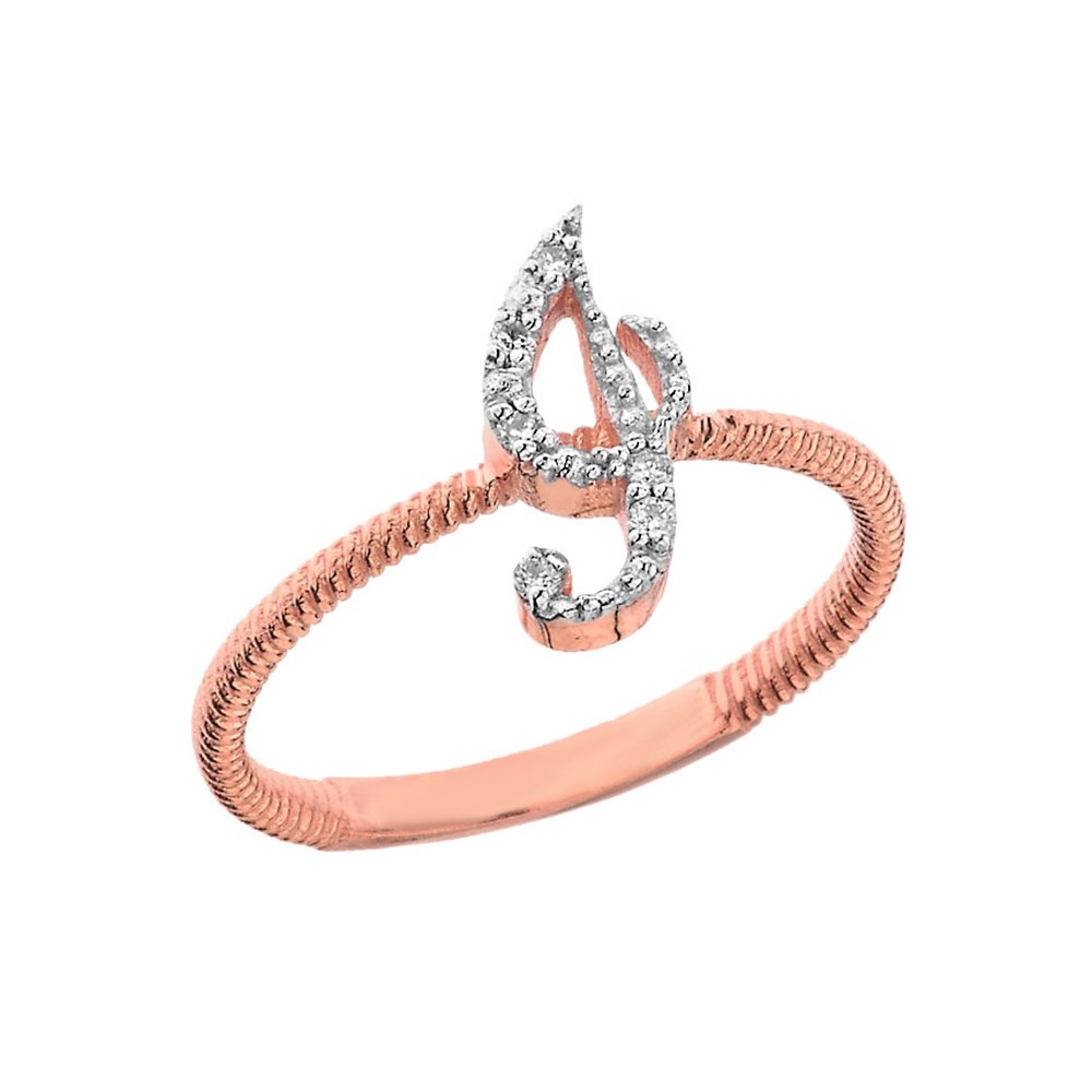 10K Rose Gold Diamond Initial 
