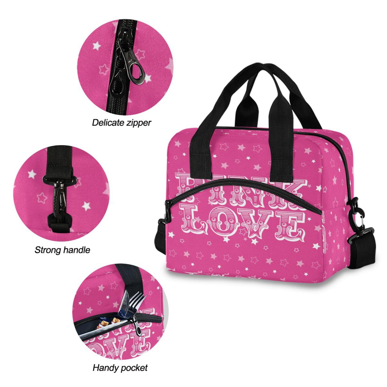ALAZA Insulated Pink Lunch Bag for Women - Leakproof Crossbody Lunch Tote with Adjustable Shoulder Strap - Thermal Lunch Box Purse & Cooler Bag for Nurses, Teachers, Office Workers - Perfect for Work, School & Picnics