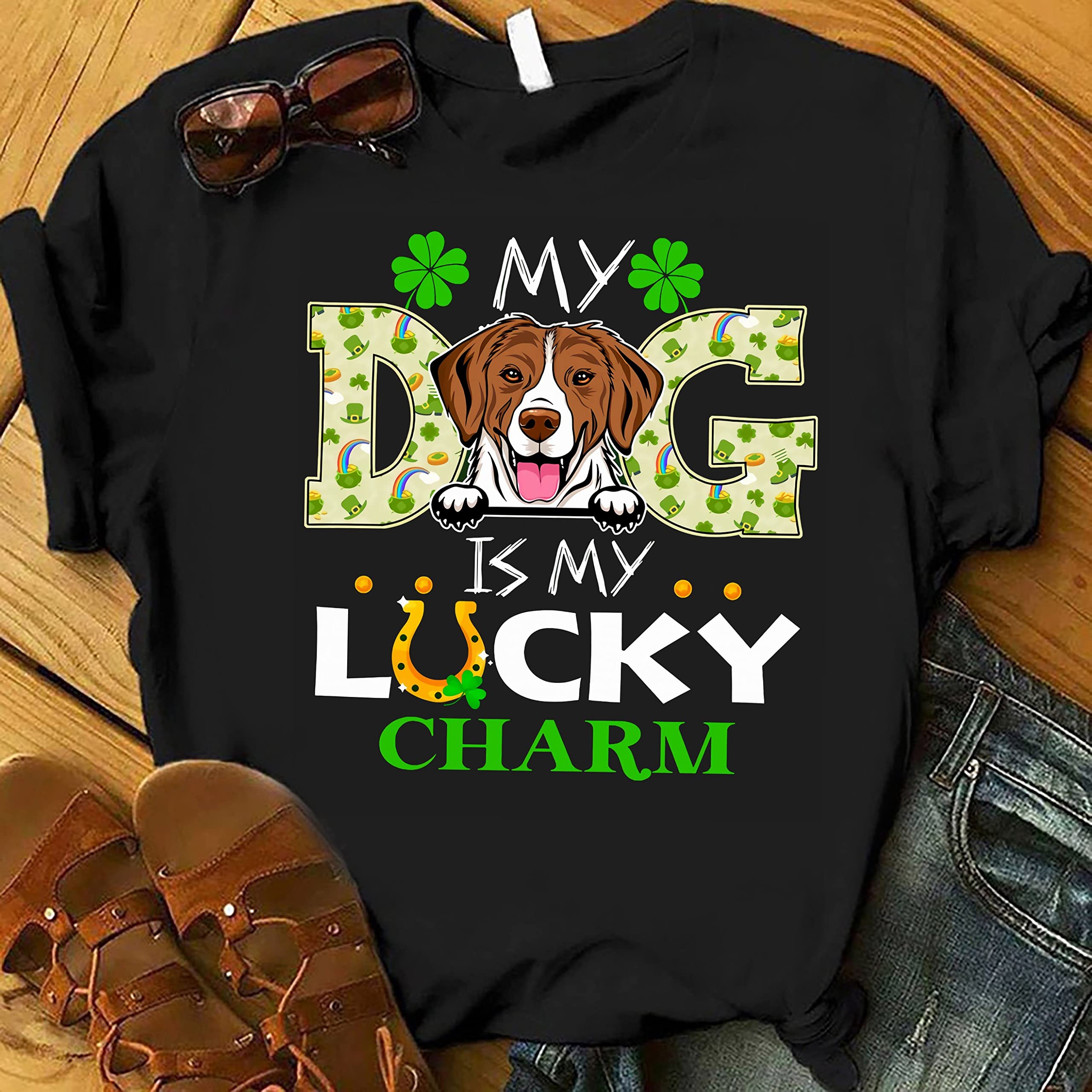 My Dog Is My Lucky Charm Funny Dog T-Shirt | St Patrick's Day & Paddy's Day Apparel | Cute Irish Green Dog Mom Tee for Women | Perfect for Parties, Gifts & Casual Wear