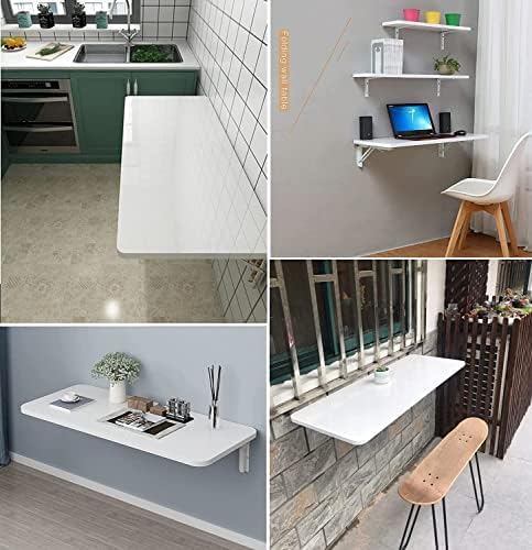 Space-Saving Wall-Mounted Folding Table - Classic White, 35.4