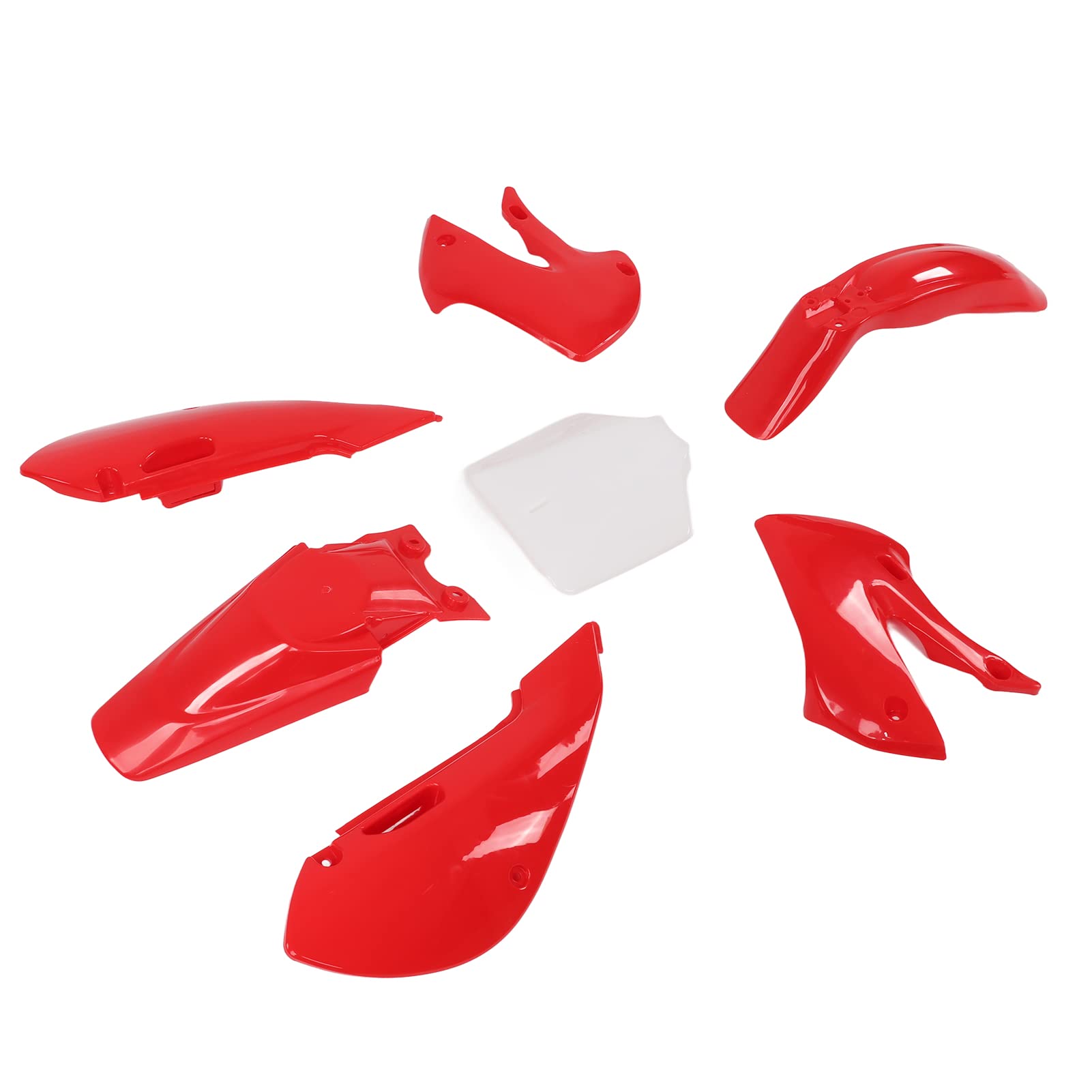 Aramox 7-Piece Motorcycle Fairing Kit - Dirt Bike Plastic Body Fairing Set for KLX110 & KX65 - Red - Replacement Accessories for Off-Road & Motocross Riding