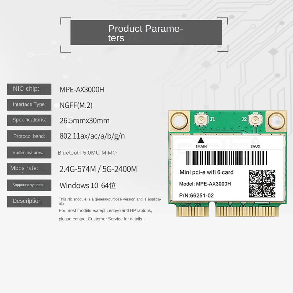 iFutniew WiFi 6E AX3000H Wireless Network Card - 3000Mbps Mini PCIE Adapter with BT 5.2, Green Plastic Design for Desktop/Laptop (Windows 10/11) - Perfect for Gaming, Streaming & High-Speed Internet Connectivity