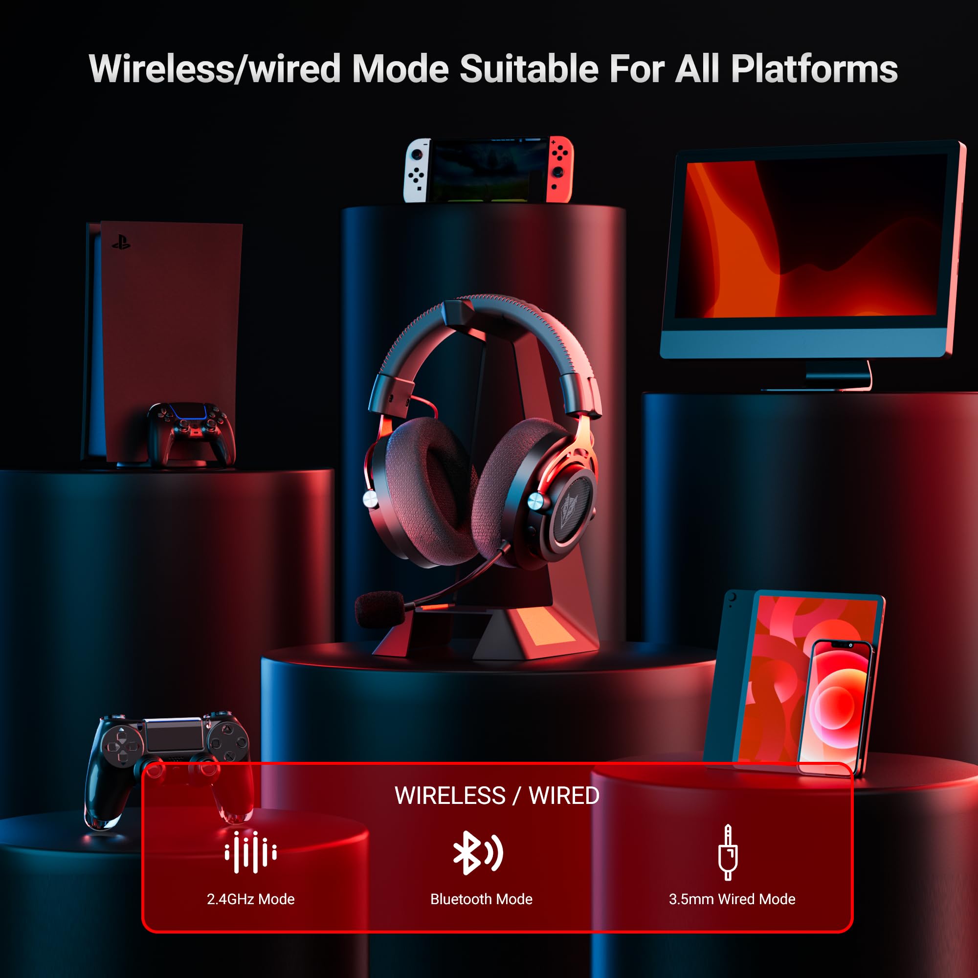 NUBWO Wireless Gaming Headset for PS5, PS4, PC - USB 2.4G Over-Ear Headphones with Noise Cancelling Mic, 50mm Drivers & 100H Battery Life | Perfect for Competitive Gaming & Long Sessions