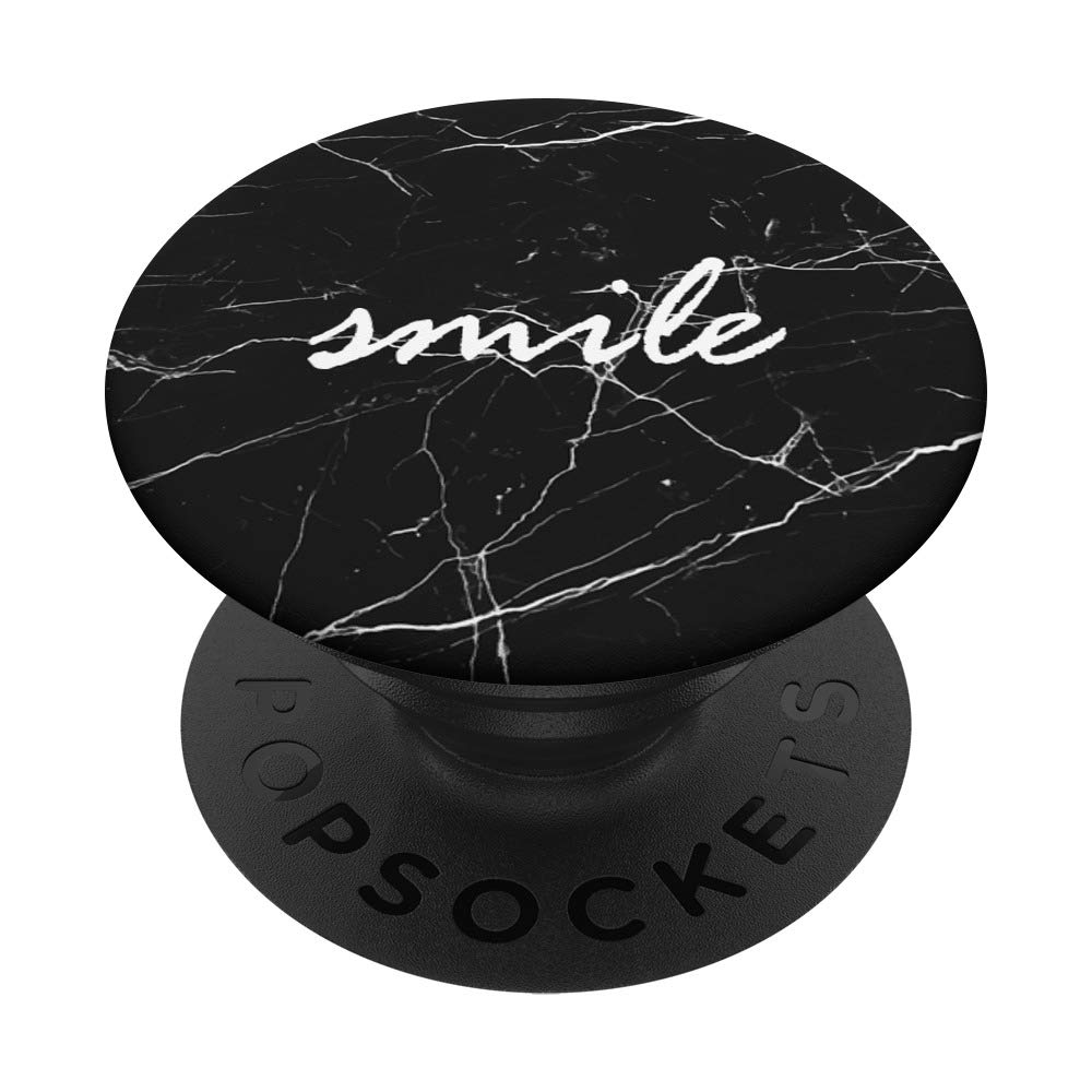 White Smile Black PopSockets PopGrip - Interchangeable Phone Grip for iPhone, Samsung & Tablets | Perfect for Selfies, Gaming & Secure Holding