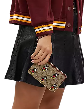 Coach Disney X Coach Corner Zip Wristlet - Signature Jacquard with Mickey Mouse Print - Perfect for Everyday Use, Gift Giving & Disney Fans Collection
