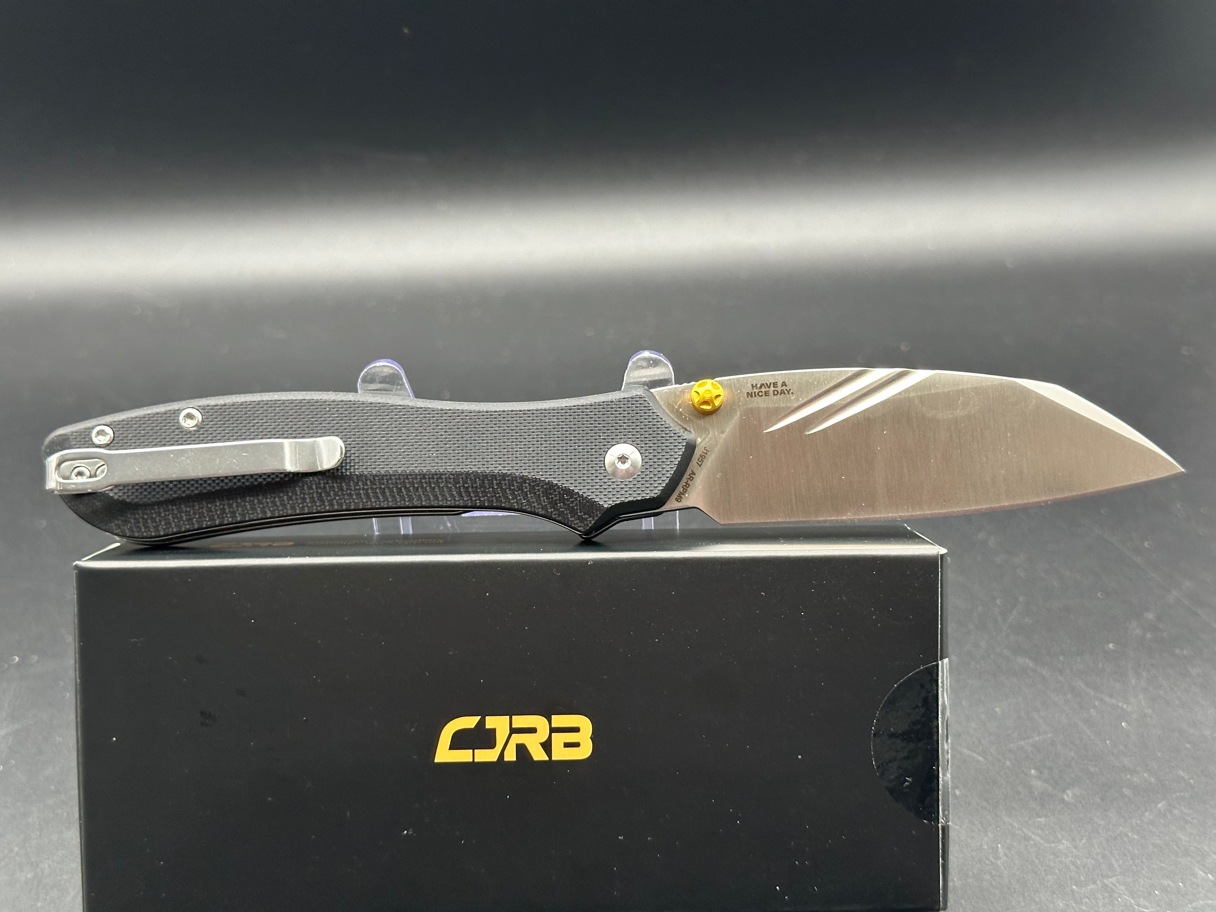 CJRB FUGLY Folding Pocket Knife - Black G10 Handle, AR-RPM9 Steel, Wharncliffe Blade, Plain Edge - EDC, Outdoor, Camping, Survival Gear