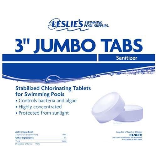 Leslie's 3-Inch Jumbo Chlorine Tablets for Swimming Pools - Stabilized Sanitizer Tabs (99% Trichloro-S-Triazinetrione, 90% Available Chlorine) - 20lb Bucket - Ideal for Pool Maintenance, Hot Tubs & Spa Water Treatment