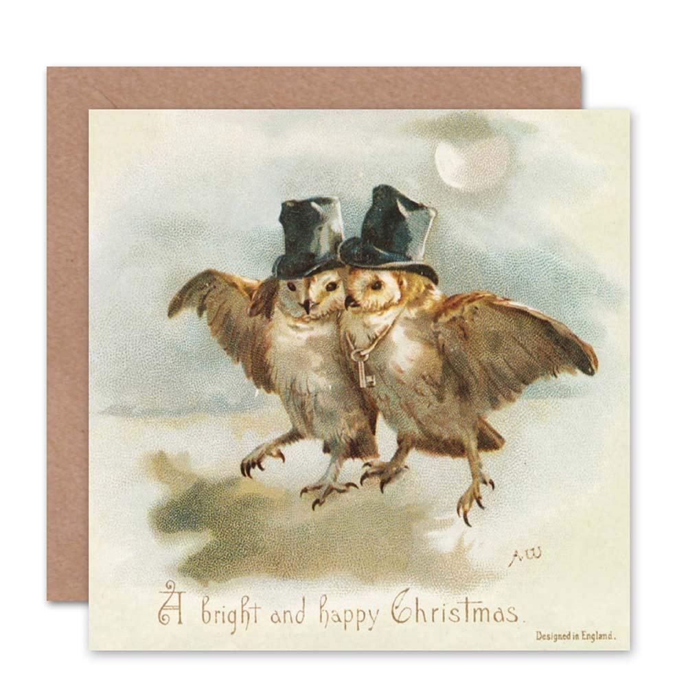 Wee Blue Coo Christmas Card - Festive English Owl Design Holiday Greeting Card for Men | Perfect Gentleman Gift for Xmas, Office Colleagues & Friends