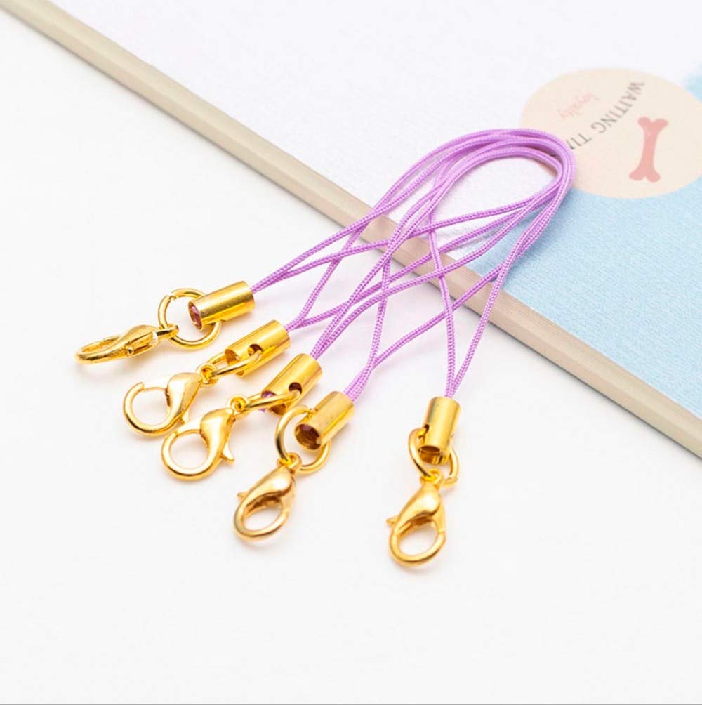 Gold Lobster Clasp Phone Lanyard Strap - DIY Cell Phone Cord, Keychain Charm & Accessory Connector Ring - White - Perfect for Phone Security, Key Organization & Fashion Accessories