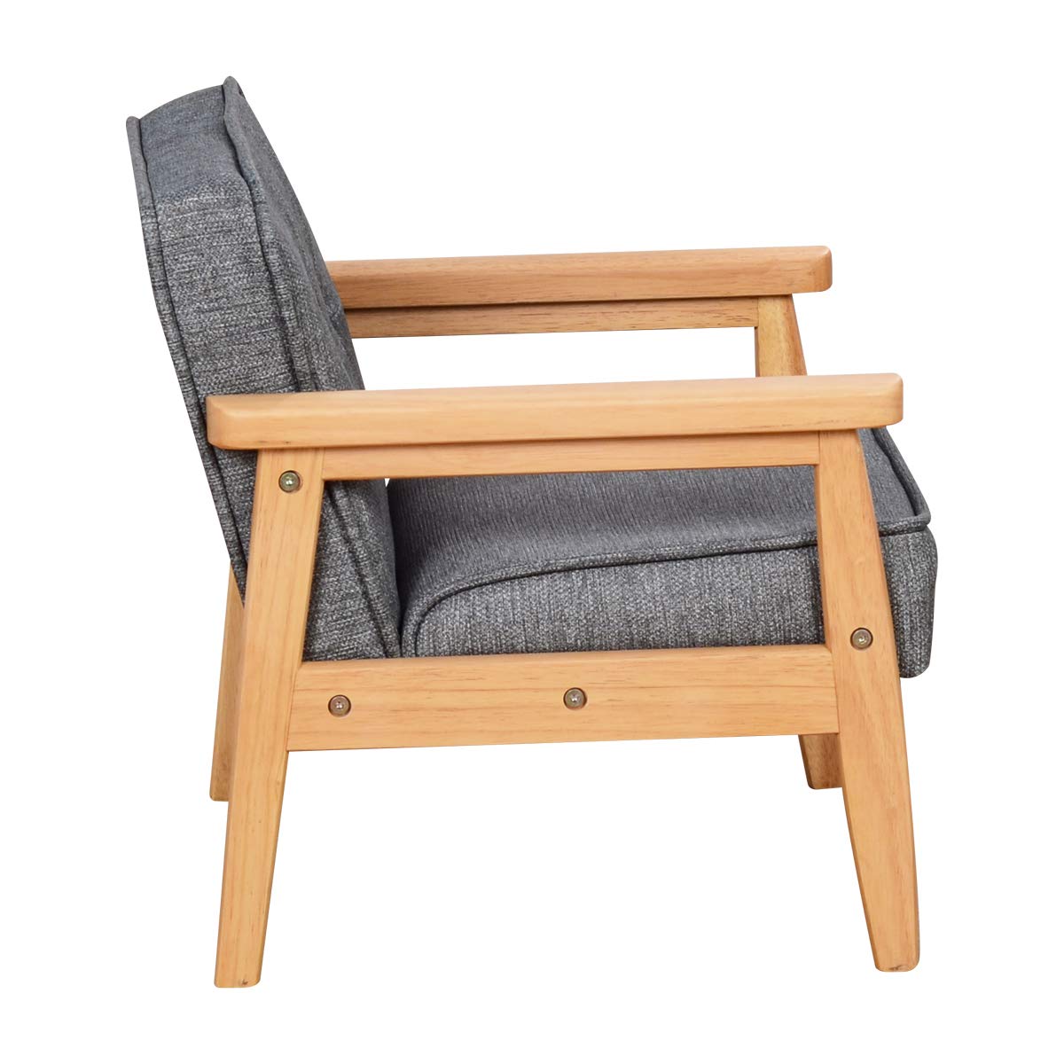 Kids Upholstered Armchair with Solid Wood Frame & Linen Fabric - Toddler Reading Chair, Playroom Seating, Nursery Decor Gift (Dark Grey, Light Grey)