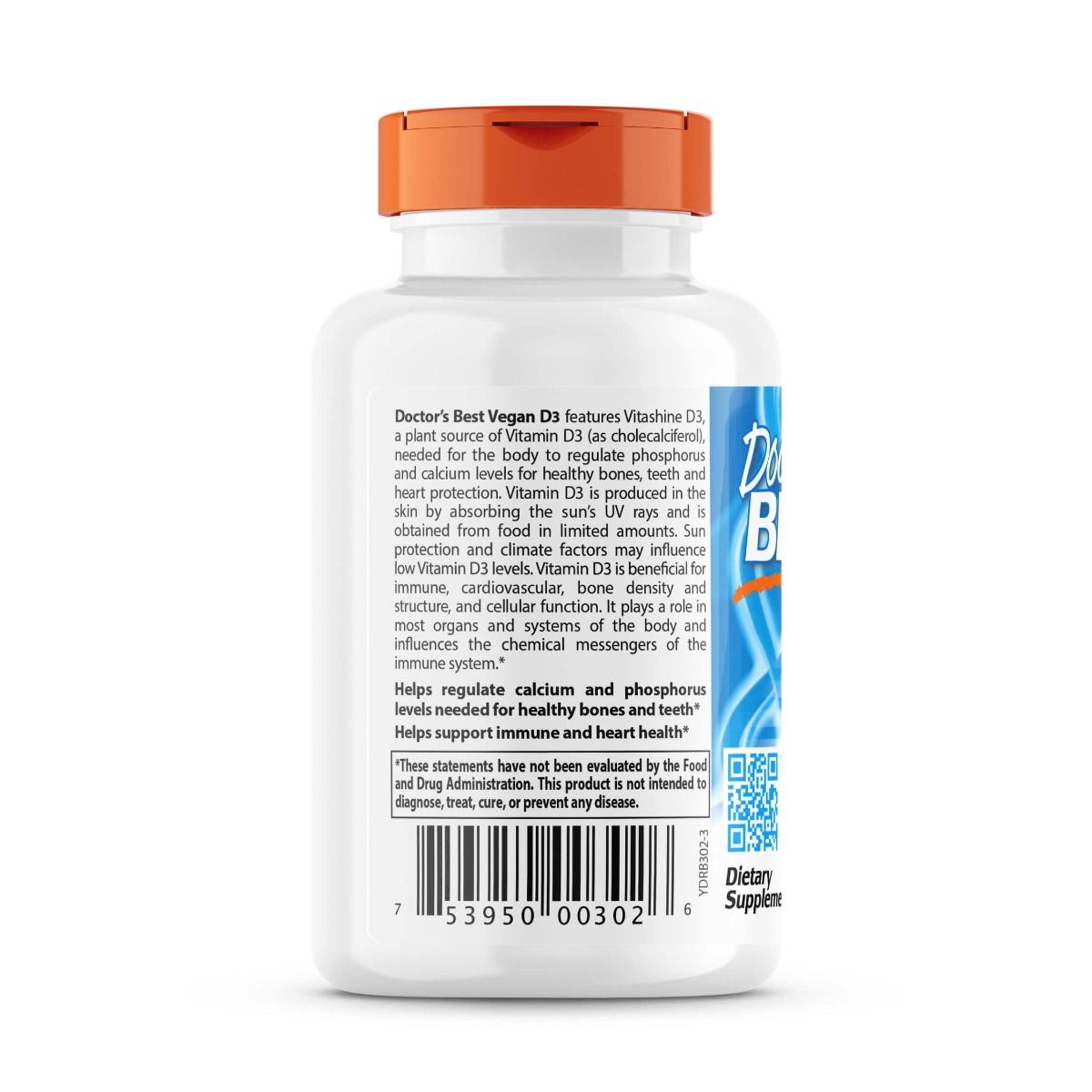 Doctor's Best Vegan Vitamin D3 2500 IU with Vitashine - 60 Plant-Based Capsules for Immune Support & Bone Health | Ideal for Vegans & Vegetarians