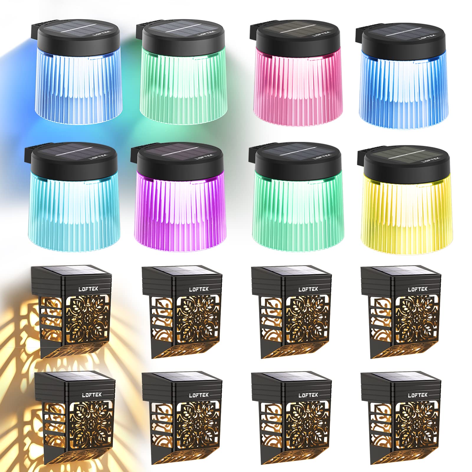 Solar Deck Lights 8 Pack - Waterproof Outdoor Garden Lights for Fence & Pathway