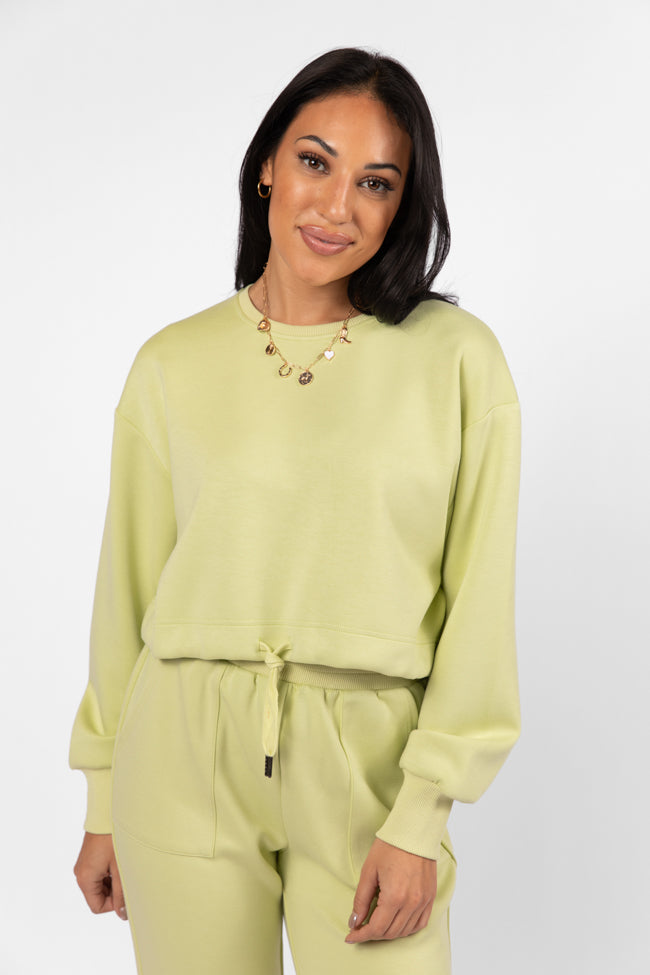 Only One Lime Drawstring Hem Pullover - Women's Casual Oversized Sweatshirt | Perfect for Lounge Wear, Street Style & Fall Fashion