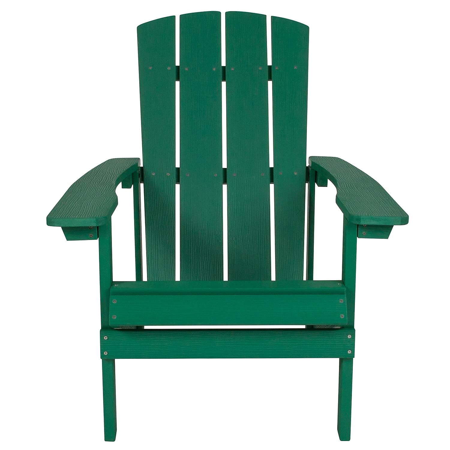 Flash Furniture Charlestown Commercial Grade Indoor/Outdoor Adirondack Chair - Weather Resistant Durable Poly Resin Deck & Patio Seating in Green - Perfect for Backyard, Garden, Poolside & Beach Relaxation