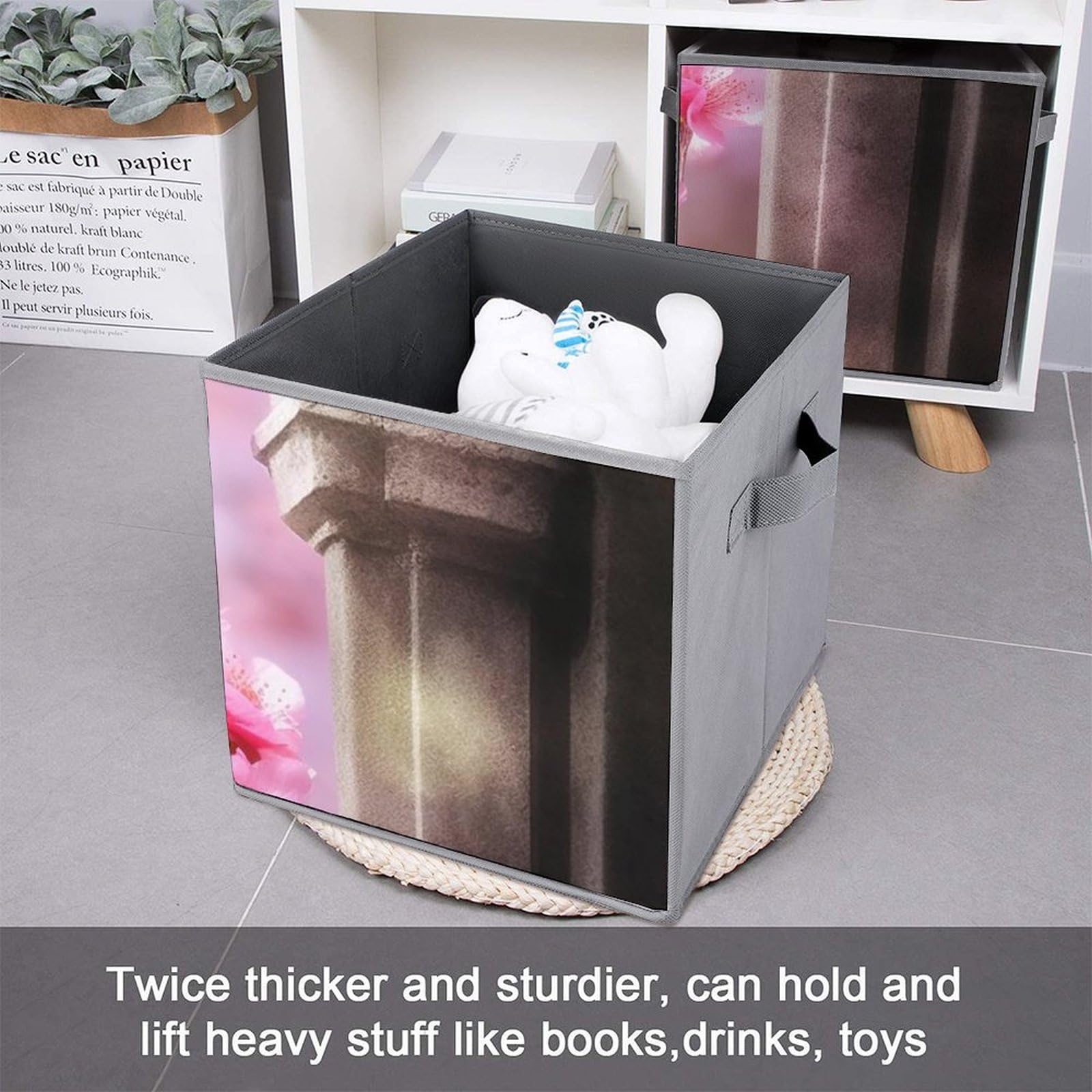 6-Pack Spring Flower Collapsible Storage Bins with Handles - Large Closet Organizer Baskets for Clothing, Toys & Home Organization | Perfect for Bedroom, Nursery & Closet Storage