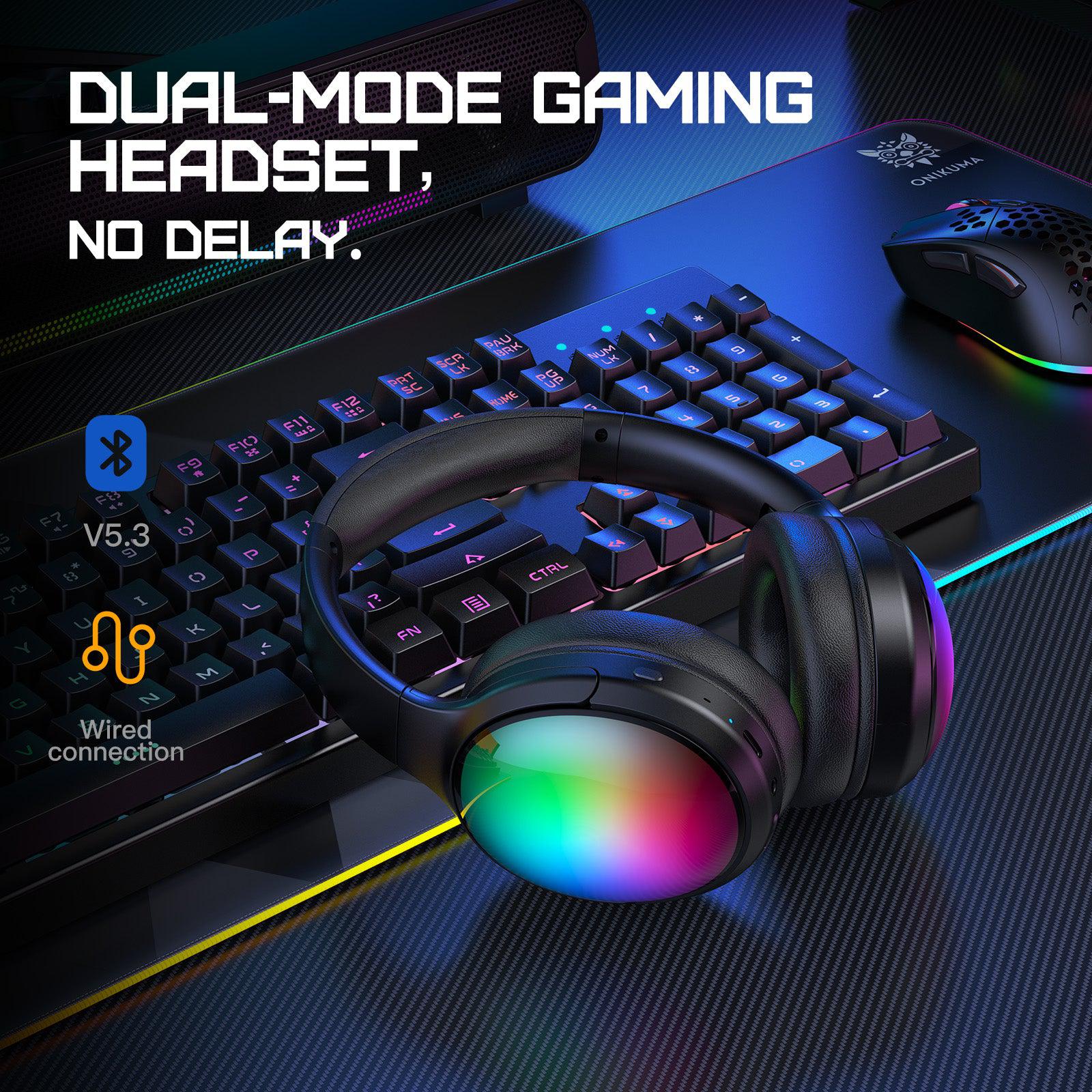 ONIKUMA B3 Wireless Bluetooth Headphones with ANC Microphone, RGB Lights, Foldable Over-Ear Design - 45H Playtime for Gaming, Music, Travel & Home Office - Hands-Free Calls & Noise Cancellation for Clear Conversations