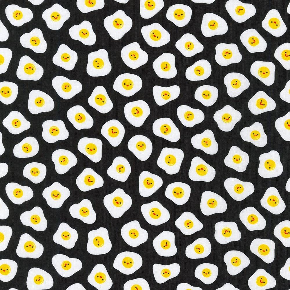 Robert Kaufman Fabrics Farm to Table Sunny Side Up Eggs Black Cotton Fabric - Perfect for Quilting, Sewing Projects, and DIY Home Decor