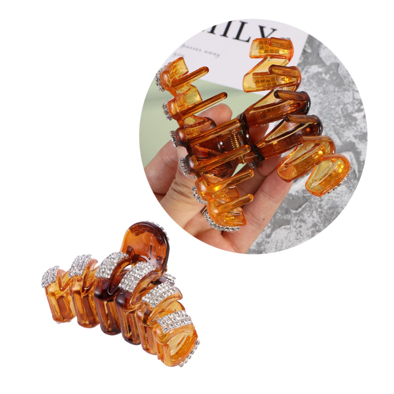 POPETPOP Large Acrylic Hair Clips for Women - Coffee Color Hair Accessories for Women - Perfect for Work, Parties, and Everyday Styling