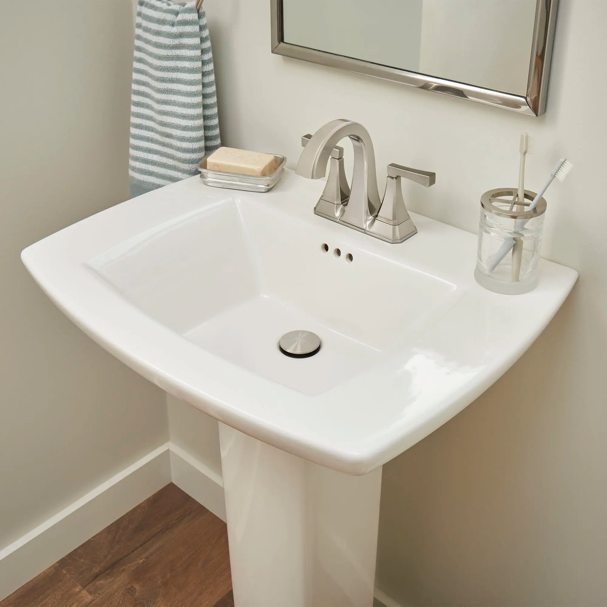 Crawford 4 Inch Centerset 2 Handle Bathroom Faucet - 1.2 GPM/4.5 LPM Water-Saving Design with Lever Handles - Perfect for Small Bathrooms, Powder Rooms & Vanities