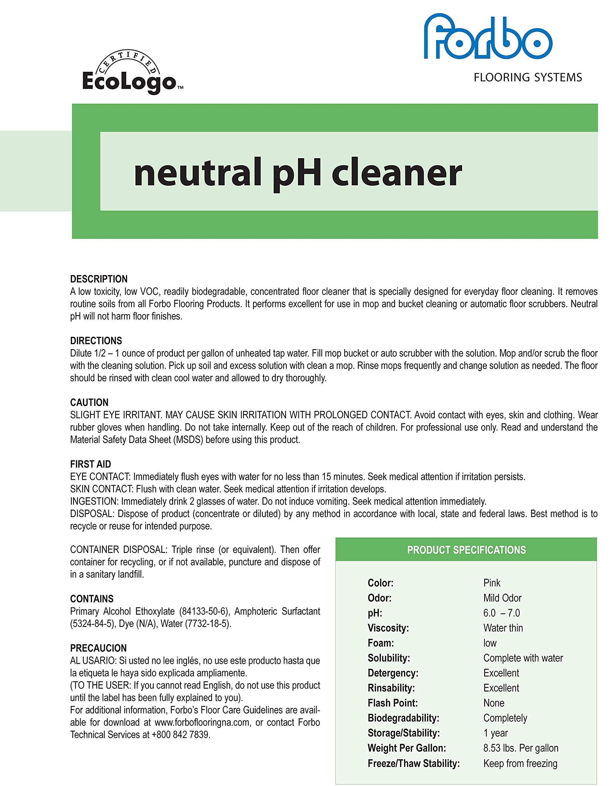Eco-Friendly Marmoleum Floor Cleaner - 1 Gallon for Natural Linoleum Floors | Safe for Homes, Offices & Commercial Spaces