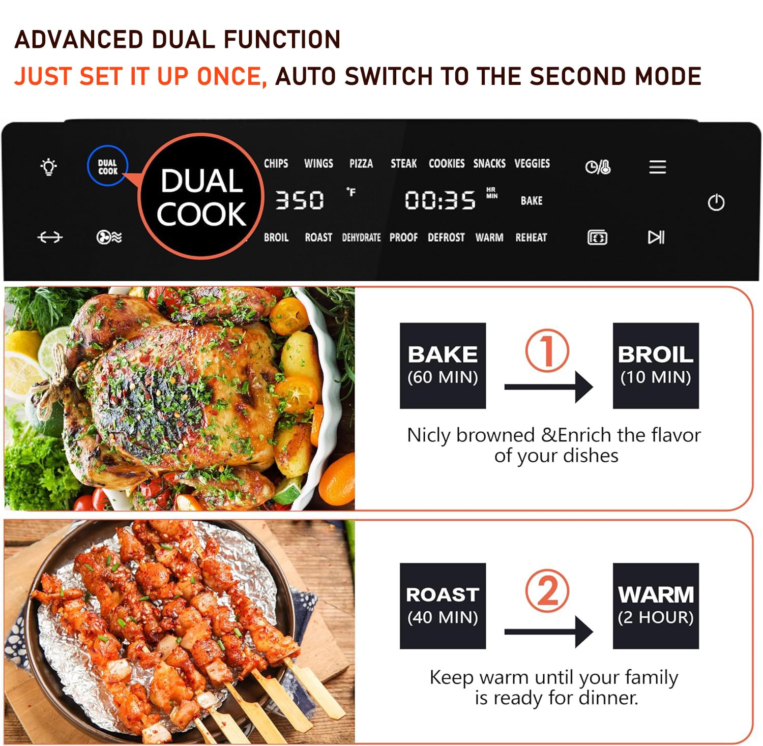 32 QT Extra Large Toaster Oven Air Fryer Combo - 18-in-1 Convection Countertop Oven with Baking, Dehydrating & Rotisserie Functions - 1800W Powerful 6-Piece Accessory Set for Roasting, Broiling & Meal Prep - Perfect for Small Kitchens, Dorms & RV Cooking