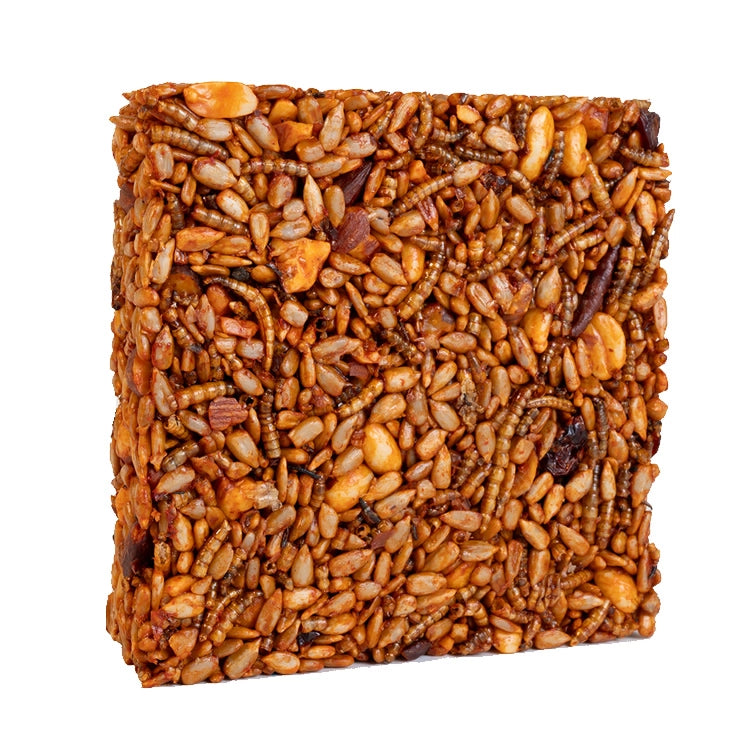 Delicious Sizzling Nuts & Bugs Seed Cake - Crunchy Snack for Reptiles & Birds - Perfect for Feeding Pets, Wildlife Attraction & Outdoor Adventures