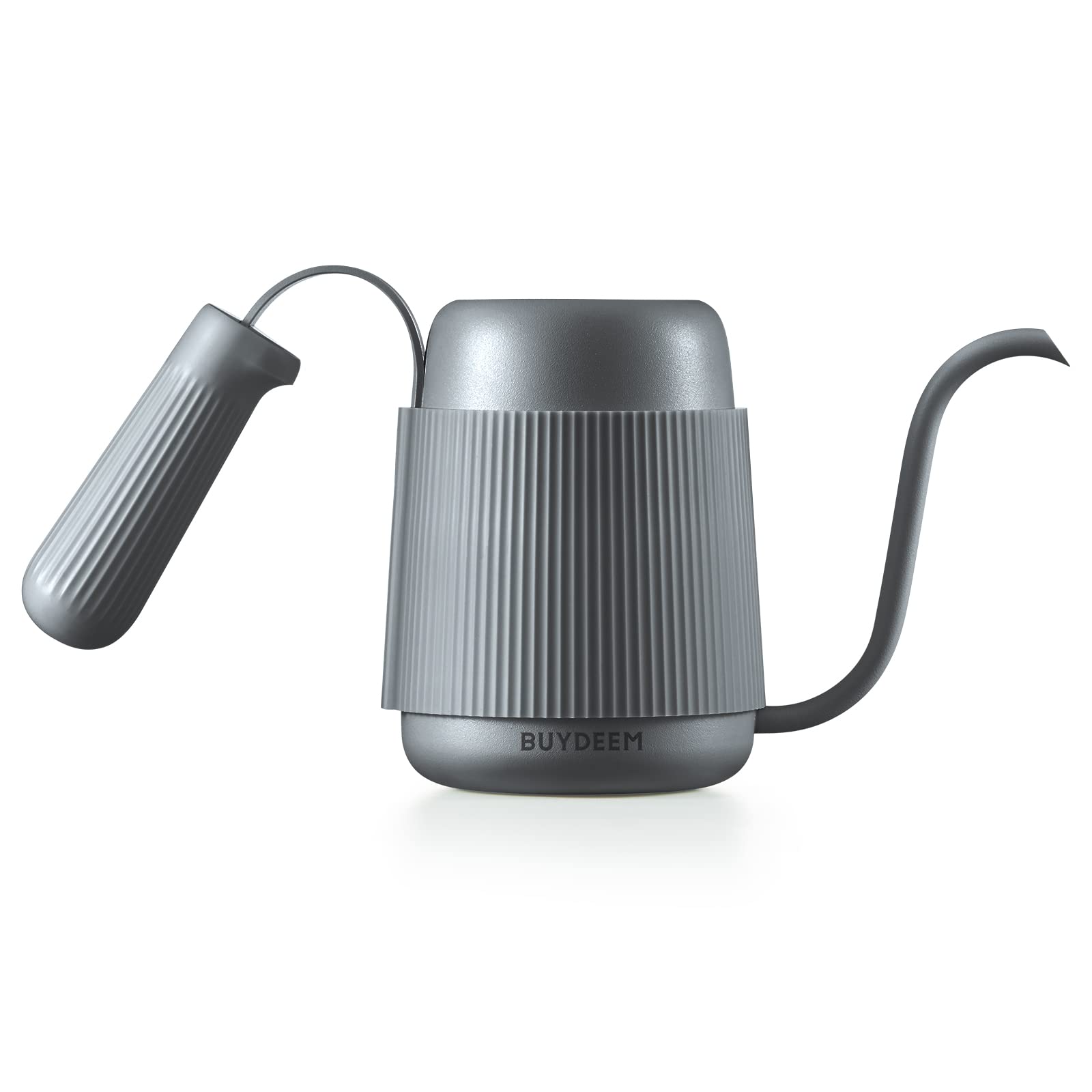 BUYDEEM CD2006B 330ml Stainless Steel Gooseneck Coffee Kettle - 18/8 Pro Grade with Silicone Handle & Spout Cover for Precise Pour Over, Drip, French Press & Cold Brew Coffee Making - Portable Travel & Home Use (Ink Gray)