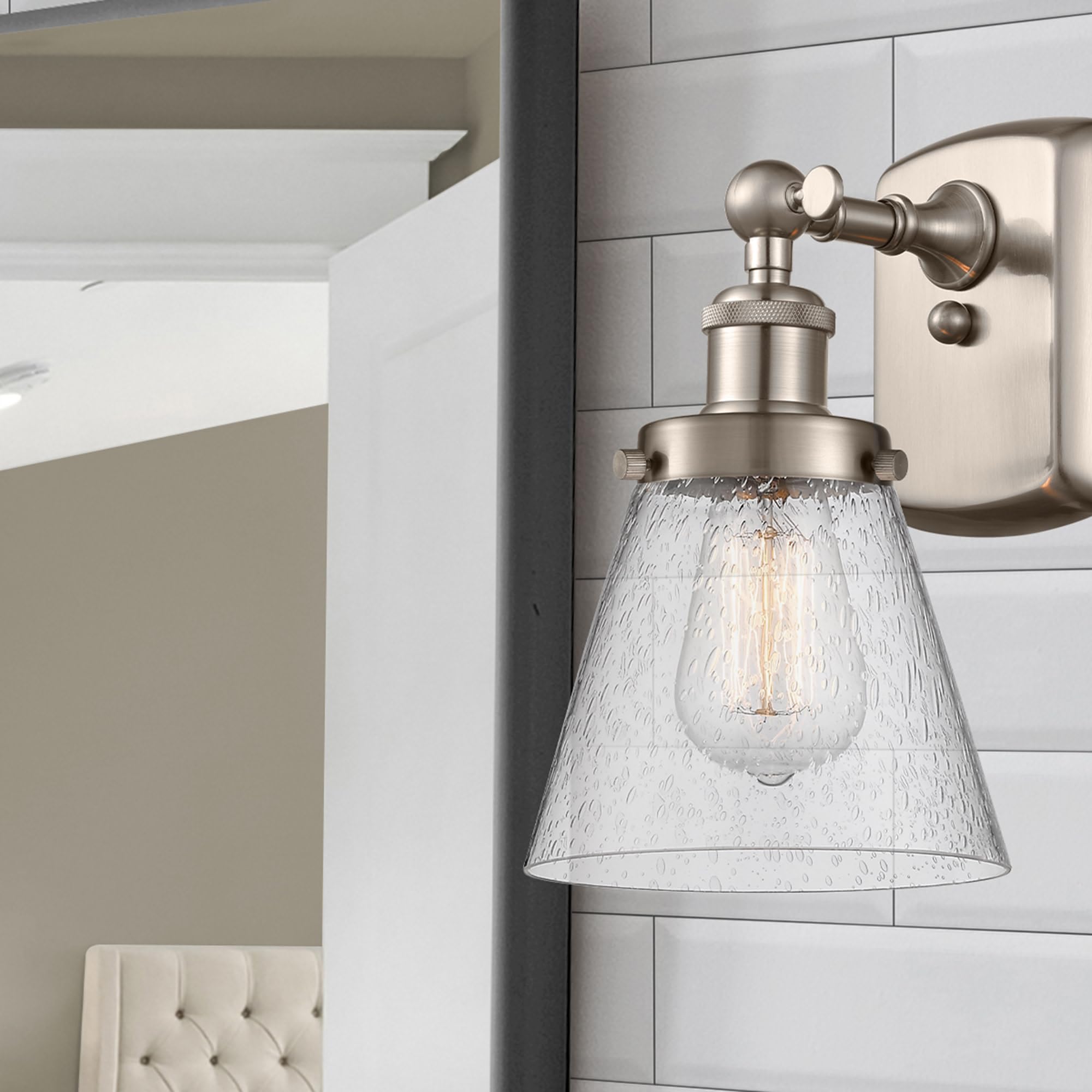 Ballston Collection 916-1W-SN-G63 Transitional Wall Sconce Light Fixture - Pewter, Nickel & Silver Finish | Perfect for Bedroom, Hallway & Entryway Lighting
