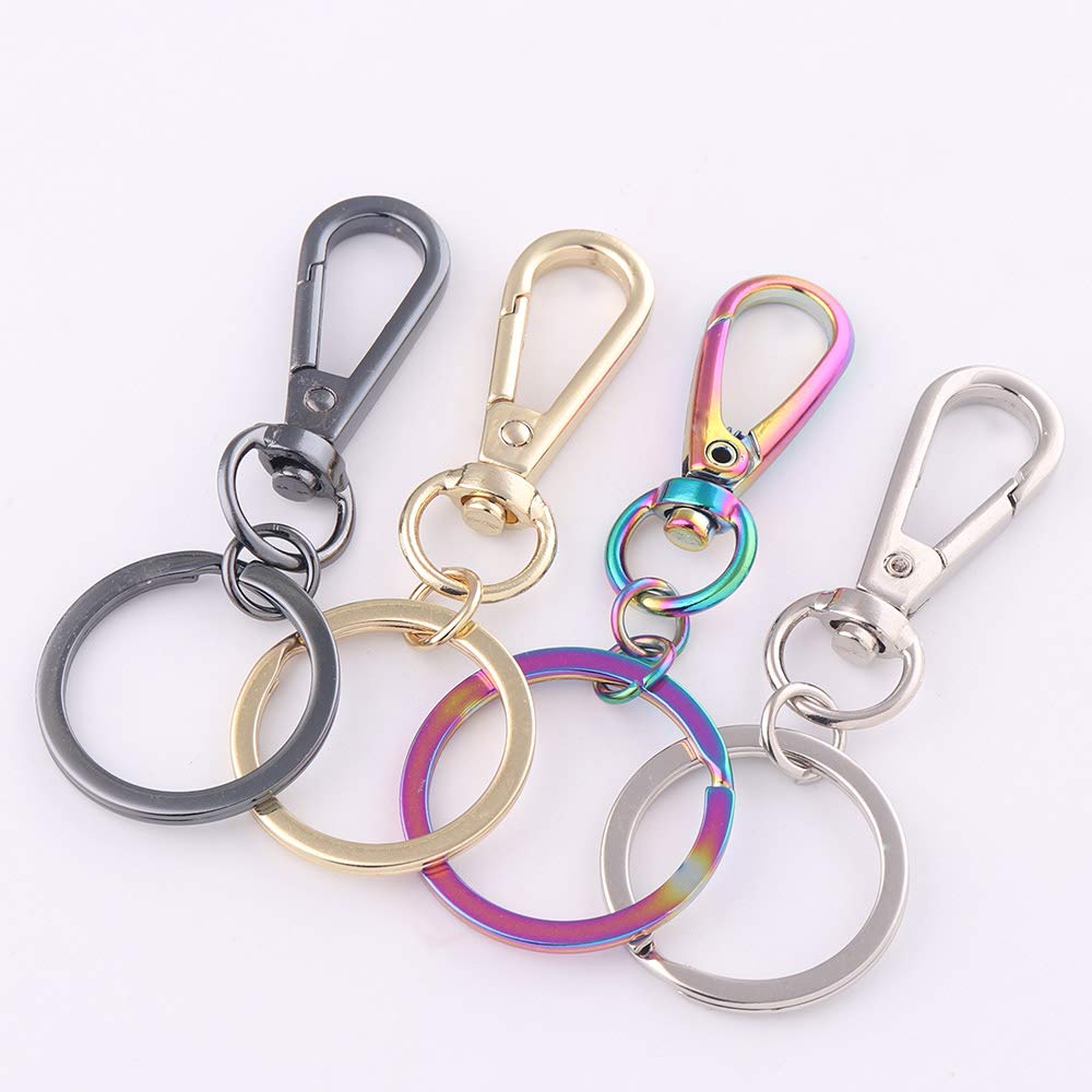 25mm Rainbow Lobster Swivel Claw Clasps with Ring - 6pcs Swivel Hook Keychains, Key Ring Clasp, Strap Hook for Keys, Purse & Handbag Hardware Snap - Perfect for DIY Jewelry, Keychains, Bags & Accessories (Rainbow Color)