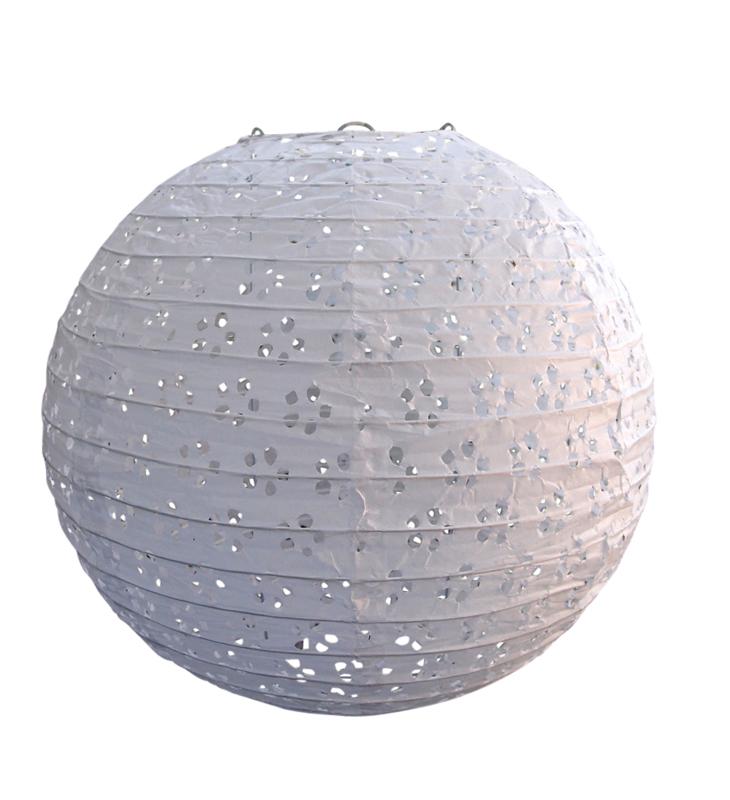 20-Pack White Round Eyelet Lace Paper Lanterns for Wedding Decorations, Party Supplies & Home Decor - Elegant Hanging Lighting for Indoor/Outdoor Events