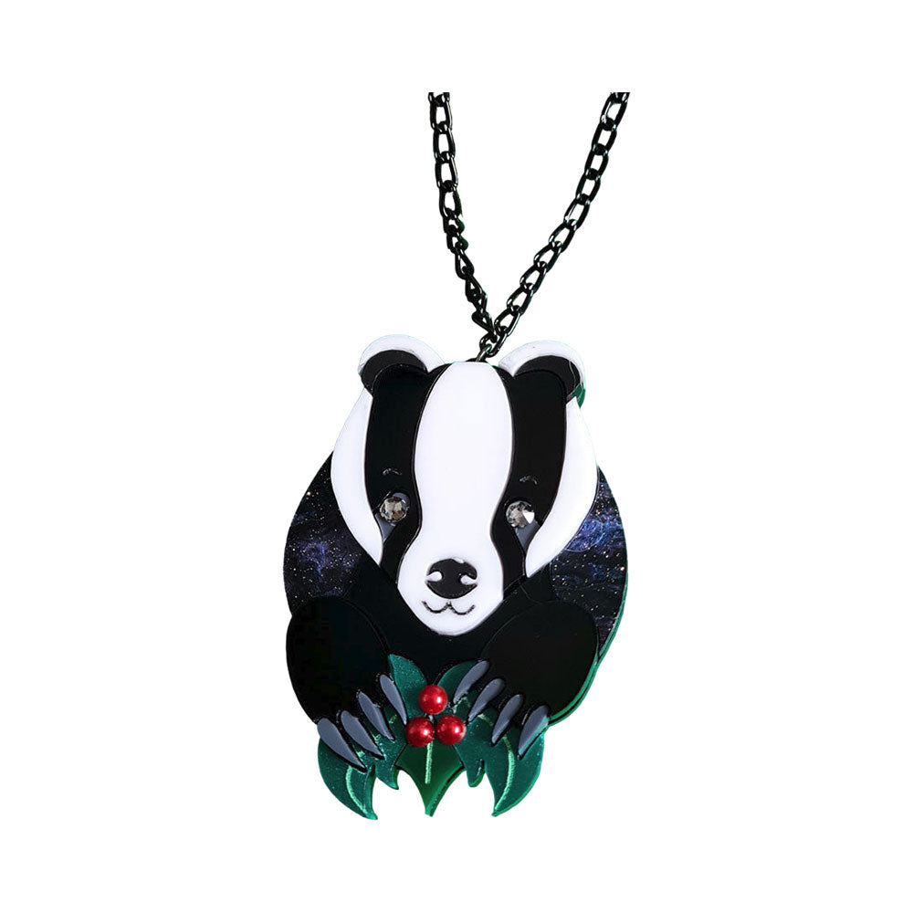 Brian The Badger Sterling Silver Necklace - Handmade Animal Jewelry by Cherryloco | Perfect Gift for Nature Lovers & Wildlife Enthusiasts