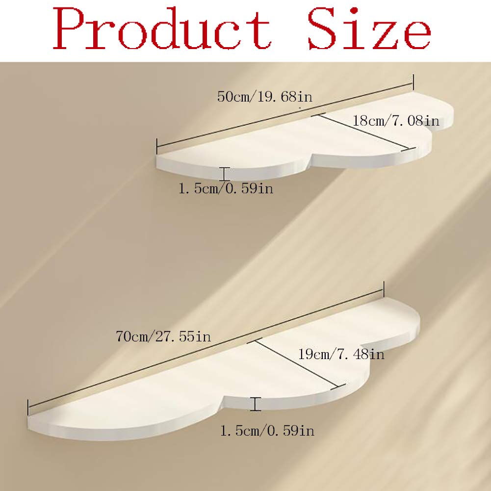 Set of 2 Cloud-Shaped Floating Wall Shelves - 10kg Load Capacity, Creative Display & Storage Shelf for Bathroom, Bedroom, Living Room, Kitchen & Office - Perfect for Organizing Books, Decor & Essentials