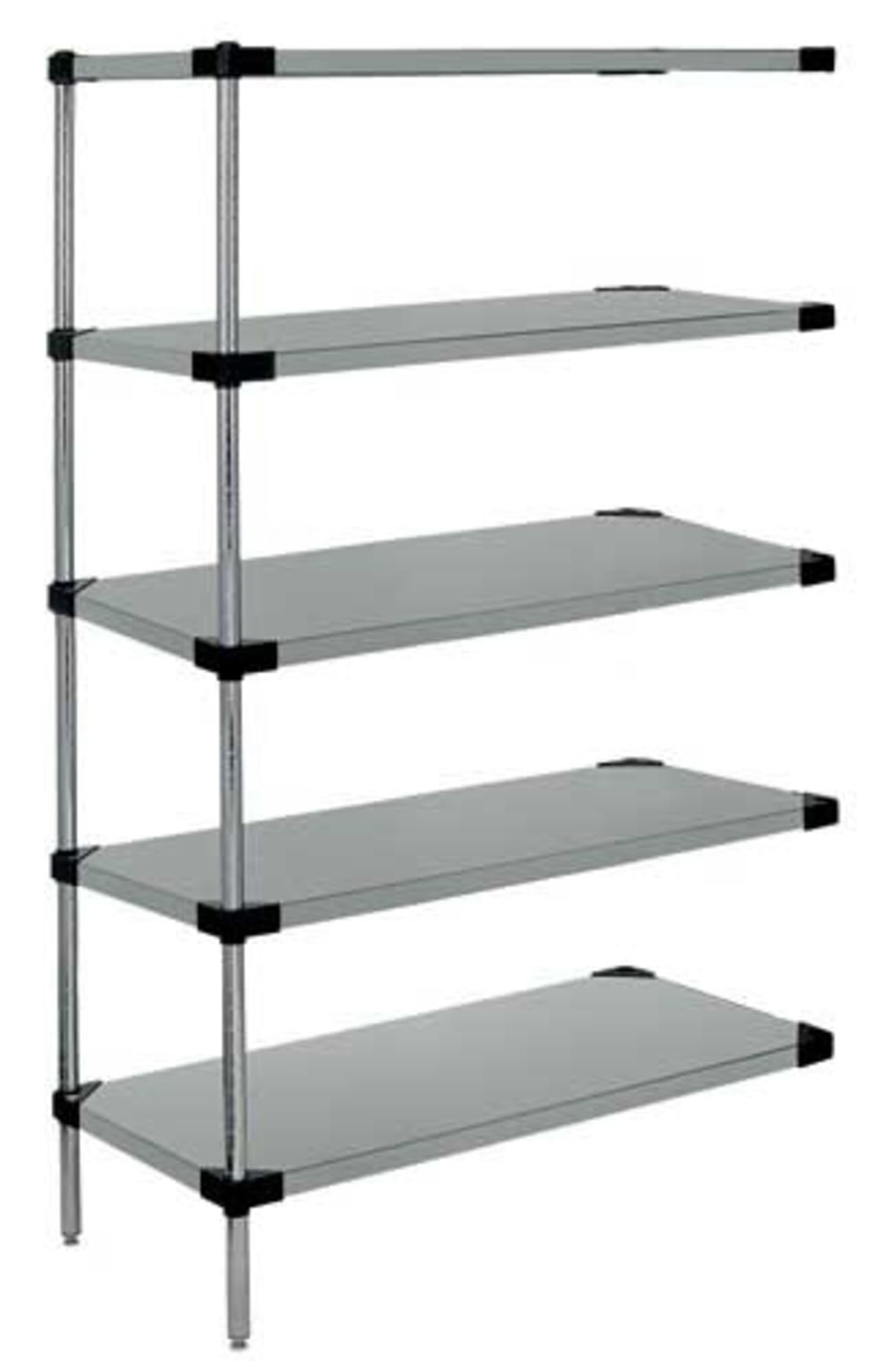 Stainless Steel 5-Tier Solid Shelf Add-On Kit 74 Inch - Heavy Duty Storage Rack for Garage, Kitchen, Pantry & Commercial Use