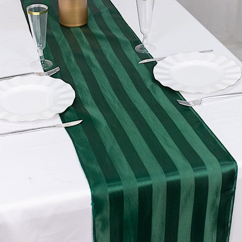 12x108 Inch Striped Satin Table Runner for Weddings - Elegant Dining Decor for Banquets, Parties & Special Events