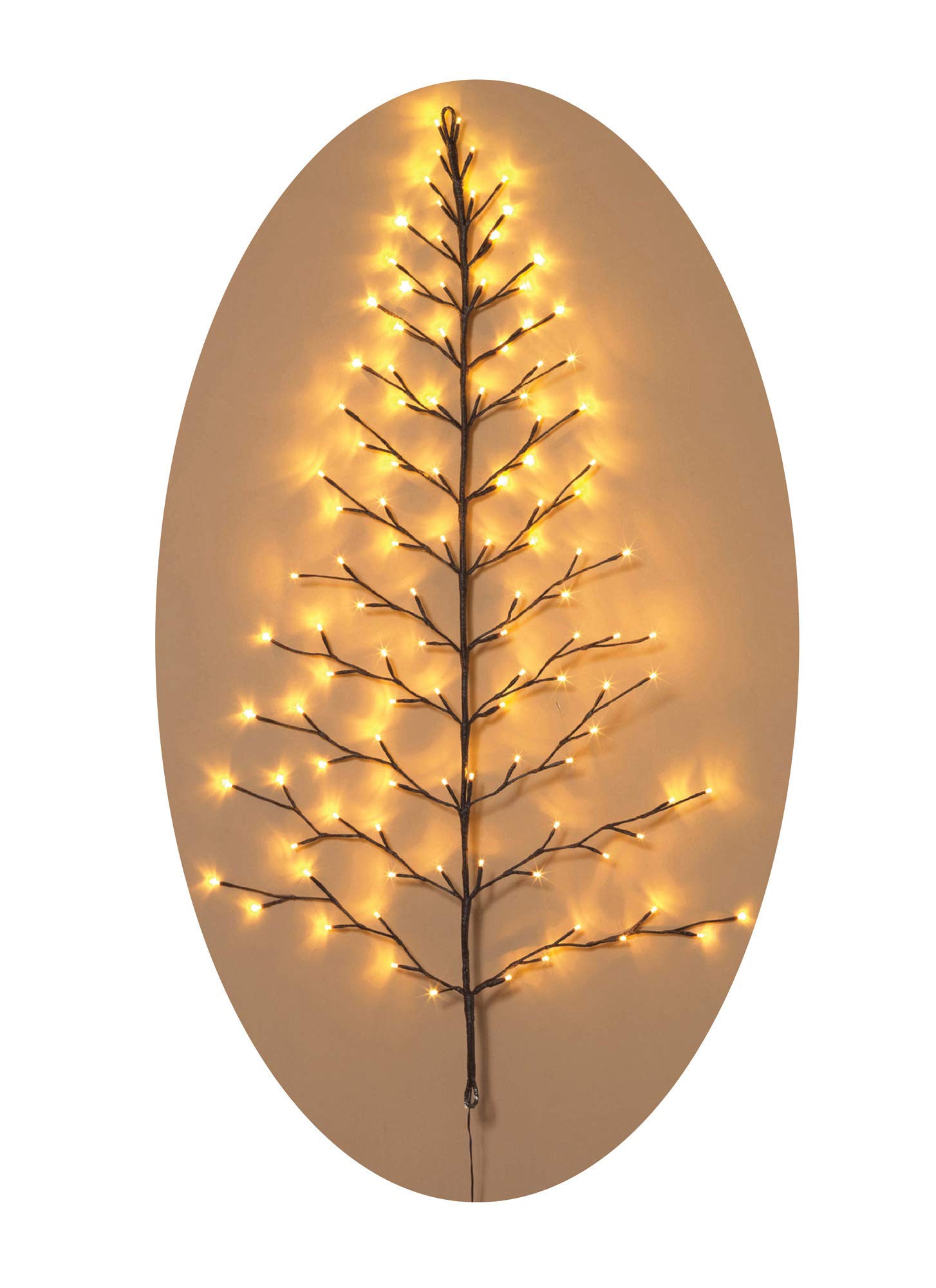 4ft LED Lighted Christmas Wall Tree - Indoor/Outdoor Holiday Decor with Warm White Lights, Battery Powered & Timer - Perfect for Porch, Patio, Living Room & Bedroom Decorations